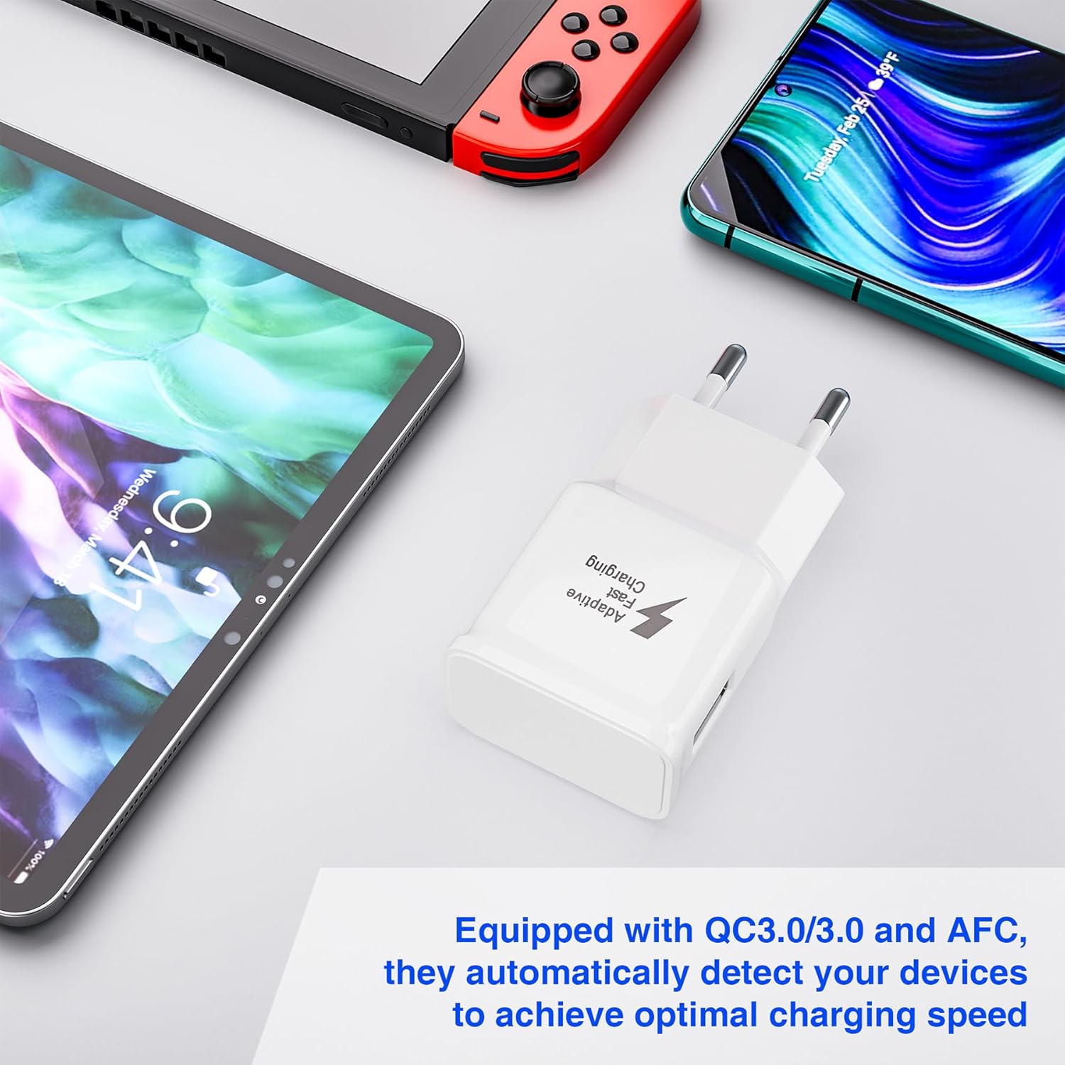 Ladegerät Schnellladung für Samsung Handy, (2er-Pack) Adaptives Schnellladegerät Netzteil mit USB Typ C Ladekabel für Samsung Galaxy S8, S9, S10 Plus, A05s A13 A15 A16 A20 A35 A36 A40 A56 M30 M35 5G – Bild 5