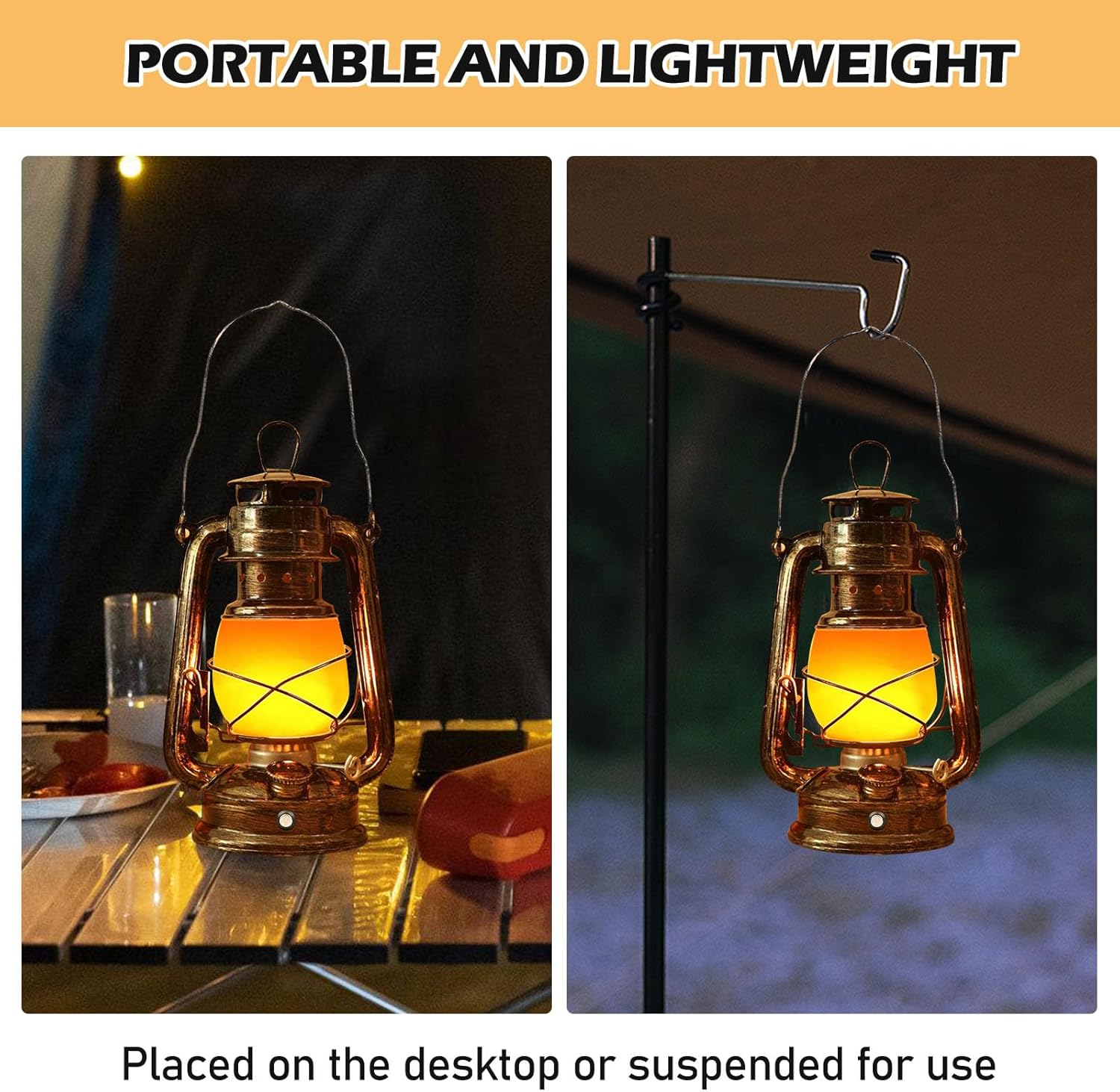 LED-Vintage-Laternen, 2 Stück, Laternen für draußen, LED-Laternen für den Außenbereich, wiederaufladbar, Campinglampe, Gartenlaterne, realistisch flackernde Flamme, Campinglaterne für Veranda, Terrasse, drinnen und draußen – Bild 6
