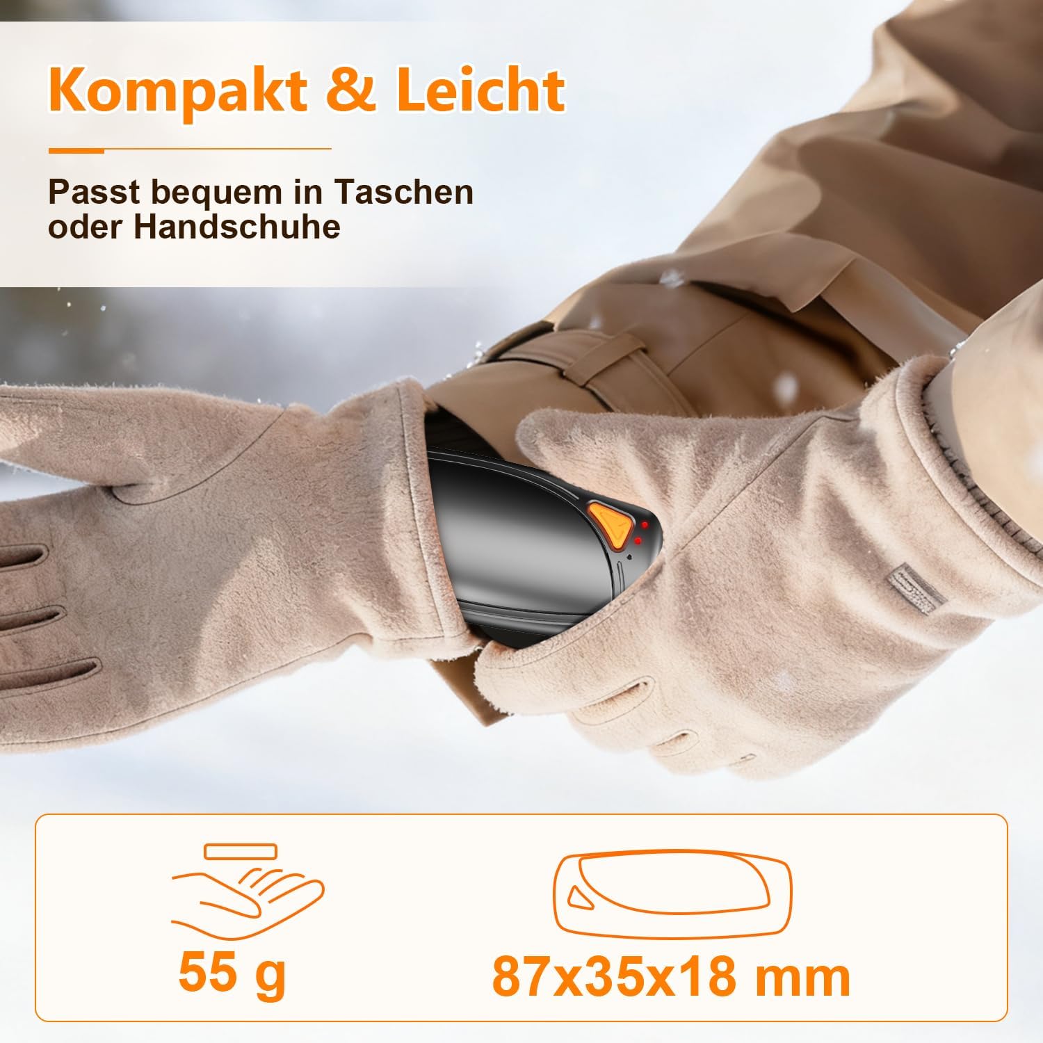 Lepwings Handwärmer Elektrisch 2er-Pack mit Ladecase, 14.000 mAh, Wiederverwendbarer Taschenwärmer, Beidseitige Heizfunktion, 3 Heizmodi, USB-Aufladbar, Ideal für Outdoor im Winter – Bild 6