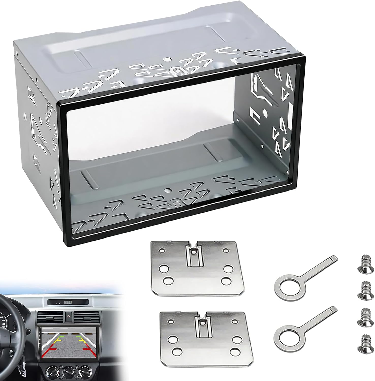 DYOUen Autoradio-Einbaurahmen, 2DIN, Doppel-Metallrahmen-Halterung, Blenden-Montageset für Doppel-DIN-Autoradio, Auto-DVD-Player, GPS-Navigation