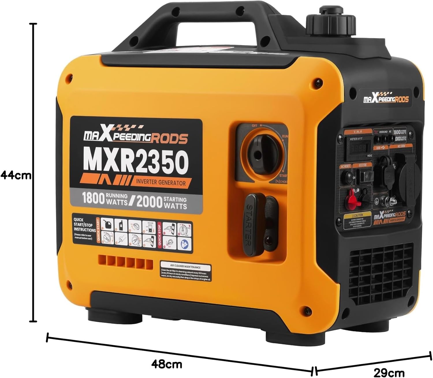 maXpeedingrods Inverter Stromerzeuger 2000W Benzin 4-Takt mit USB und 230V Steckdosen, Digitalanzeige, kompakt und leicht für Camping, Outdoor-Reisen, Wohnmobil – Bild 10