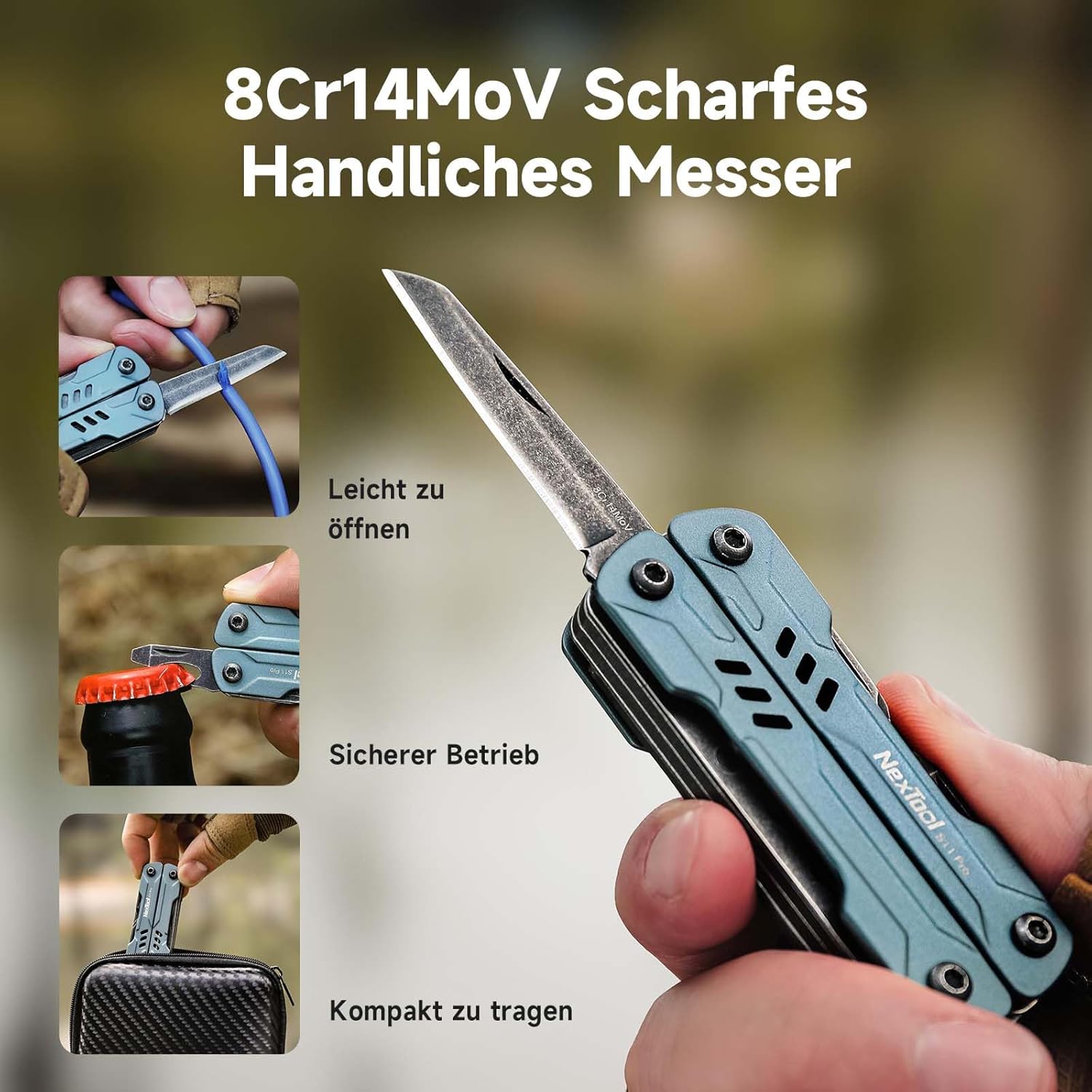 NexTool Multitool Mini Sailor S11 Pro, 12-in-1-Multitool, kompaktes EDC-Werkzeug mit verbesserten Materialien aus Edelstahl, Camping und Wandern für Heimwerker, Outdoor und Alltag, Geschenk für Männer, Handwerker und Abenteurer – Bild 4
