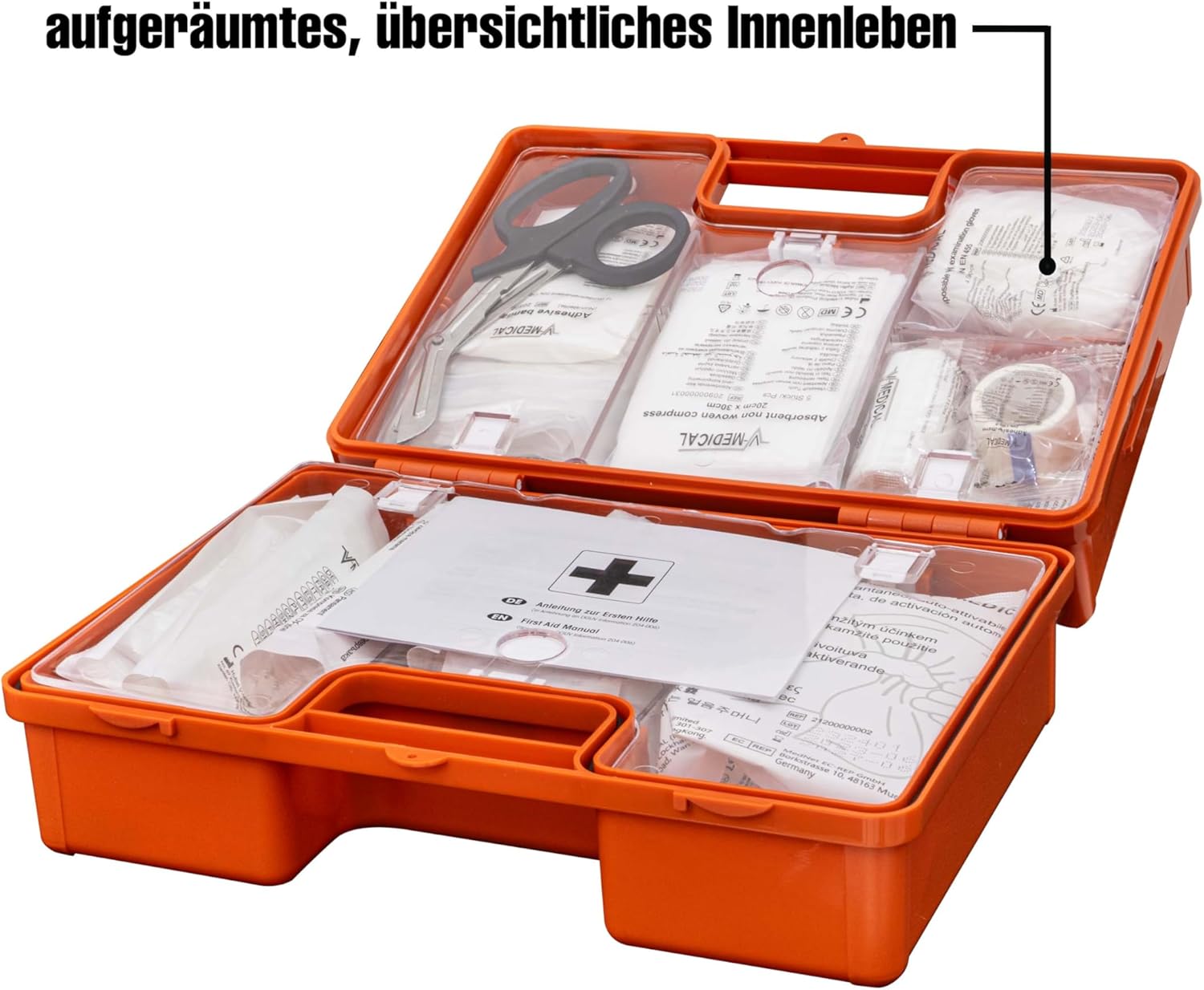 Petex Professional Professioneller Erste-Hilfe-Kasten DIN 13157 mit Wandhalterung Orange – Bild 6