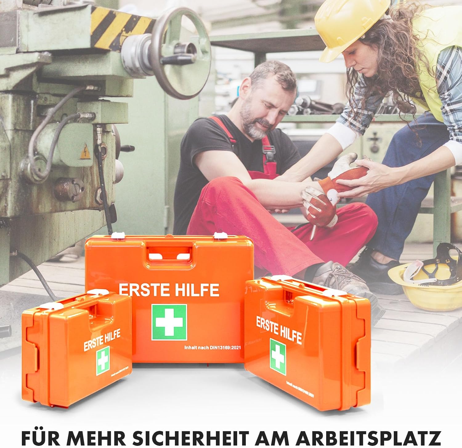 KARAT Kleiner Erste-Hilfe-Kasten für Unternehmen DIN 13157:2021 gefüllt mit Wandhalterung | 1 Erste-Hilfe-Set für Werkstatt, Büro & Gastro, Notfallbox für bis zu 50 Mitarbeiter (28 x 20 x 11,5 cm) – Bild 6