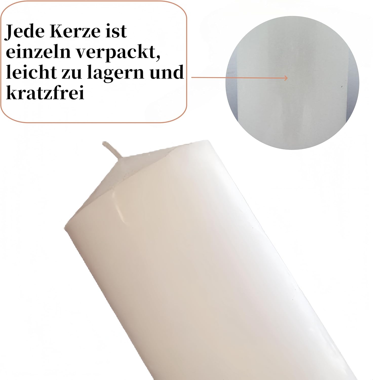 Candles Weiße zylindrische Kerze, perfekt für Hochzeiten und Partys, 6 cm x 15 cm, Stumpenkerze weiß, geruchlos, Notfallkerze groß, 2er-Pack (2,6 cm x 15 cm) – Bild 4