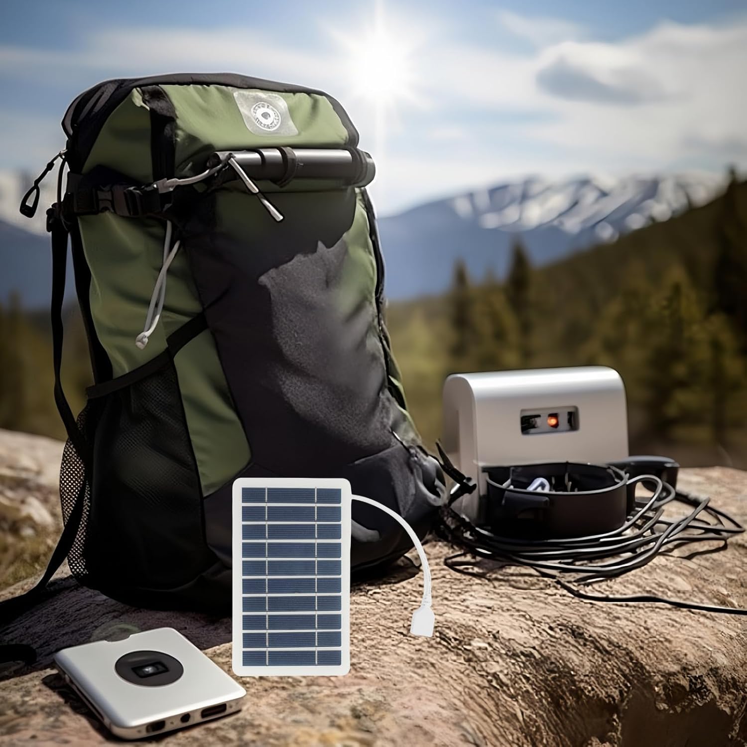 Tragbares Solarpanel 5V 2W mit USB-Anschluss, wasserdicht und robust, für Outdoor-Aktivitäten wie Camping und Wandern, Outdoor-Mini-Solarladegerät, Solarladegerät für Smartphones (1 Stück) – Bild 5