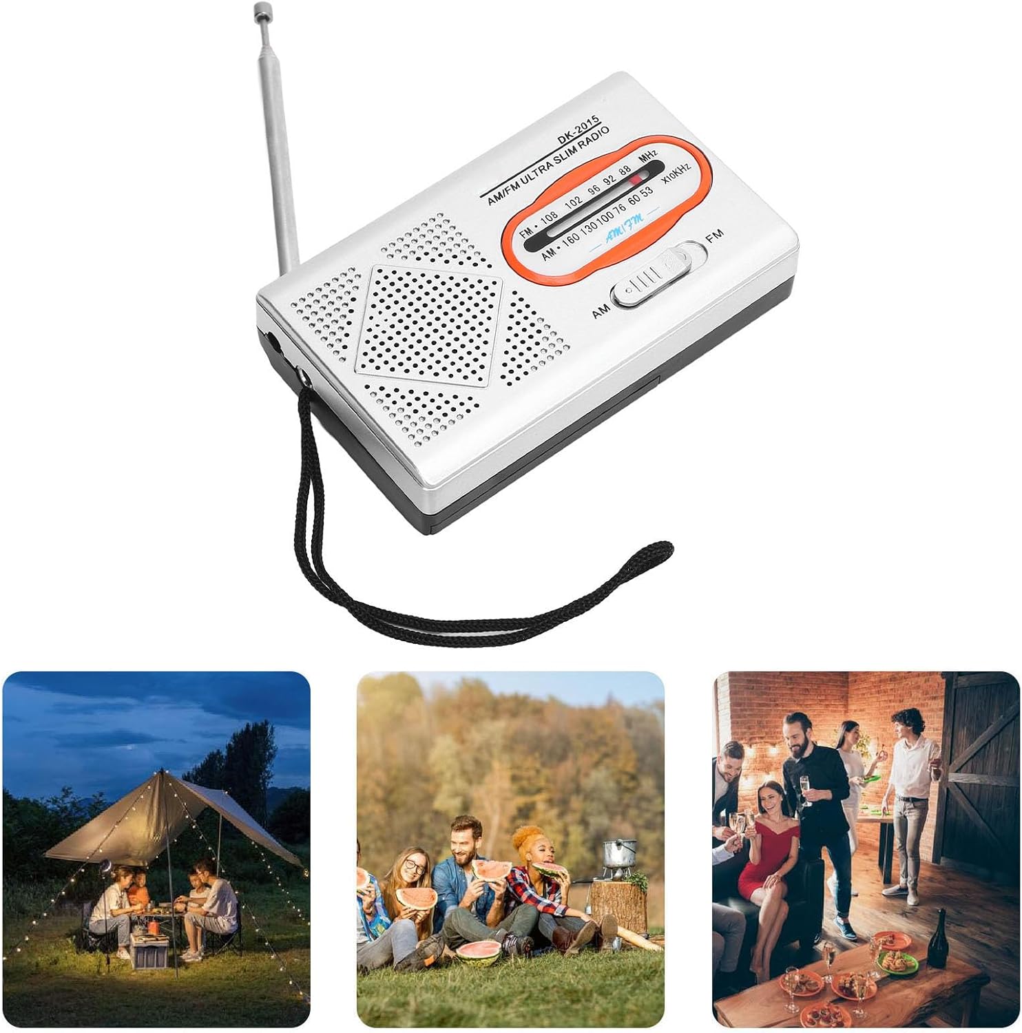 Tragbares Radio, DK-2015 AM FM batteriebetriebene Radios mit Lautsprecher, Stereo-Sound-Taschenradio für Zuhause, Outdoor, Reisen – Bild 8