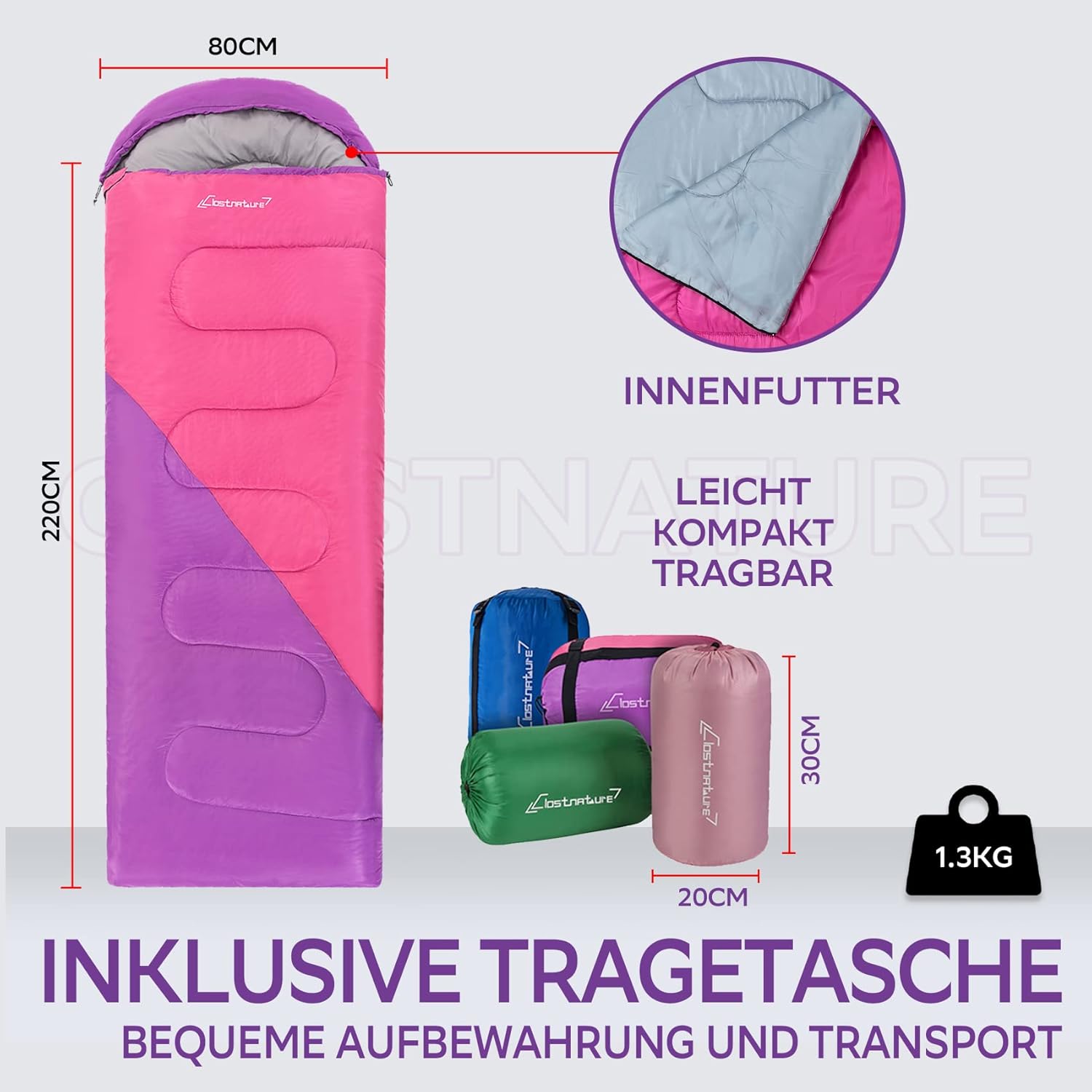 Clostnature Leichter Schlafsack für Camping – Outdoor Casual Deckenschlafsäcke mit kleinem Packmaß für Erwachsene, Damen, Herren, Wandern, Sport, Bergsteigen (linker Reißverschluss) – Bild 2