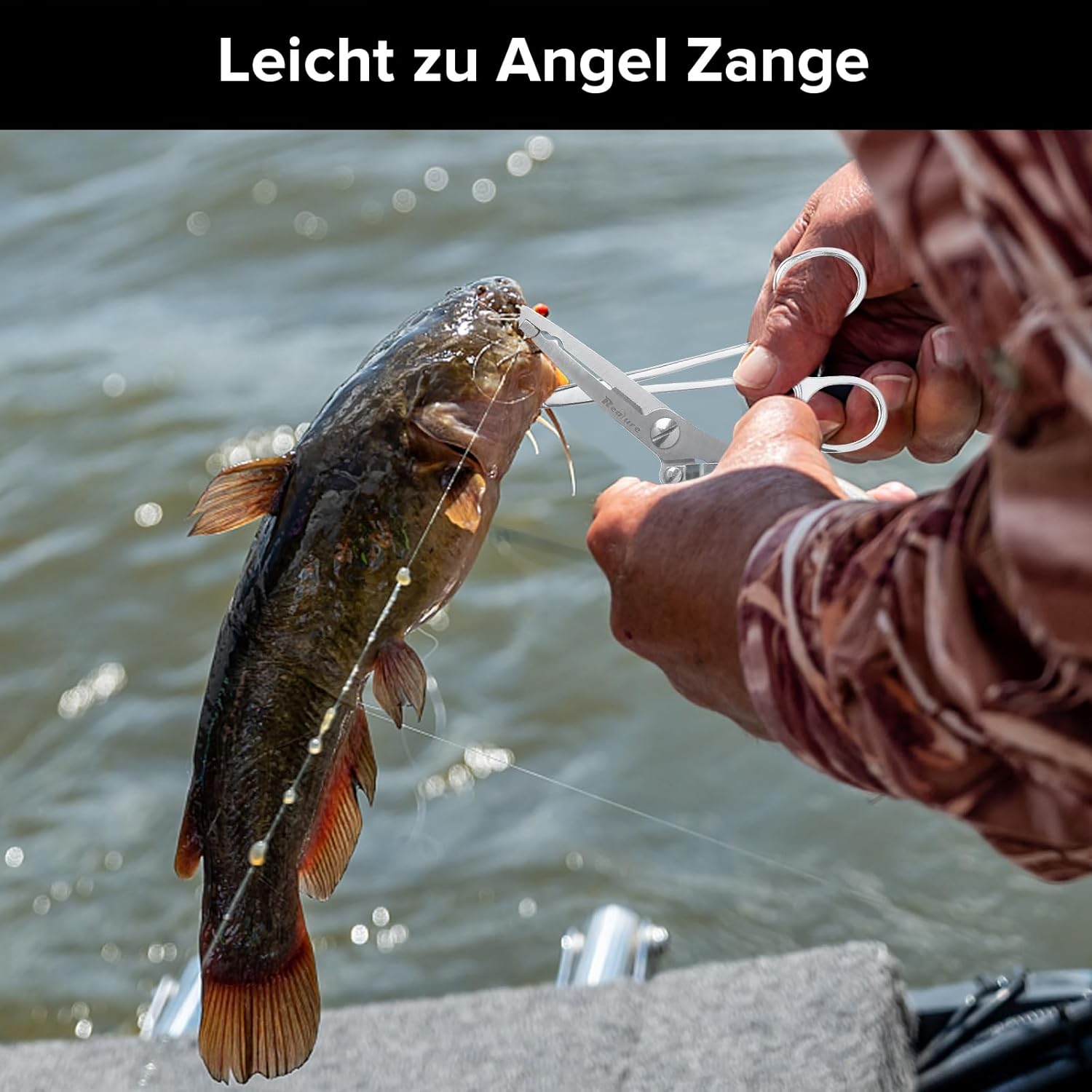 Realure 3-teiliges multifunktionales Angelzangen-Set mit Umhängeband, inklusive Ateria-Zange, Hakenlöser, Angeln, Schnurschneider, Angelzange für Hakenlöser, Sprengring, tragbar, Edelstahl – Bild 5
