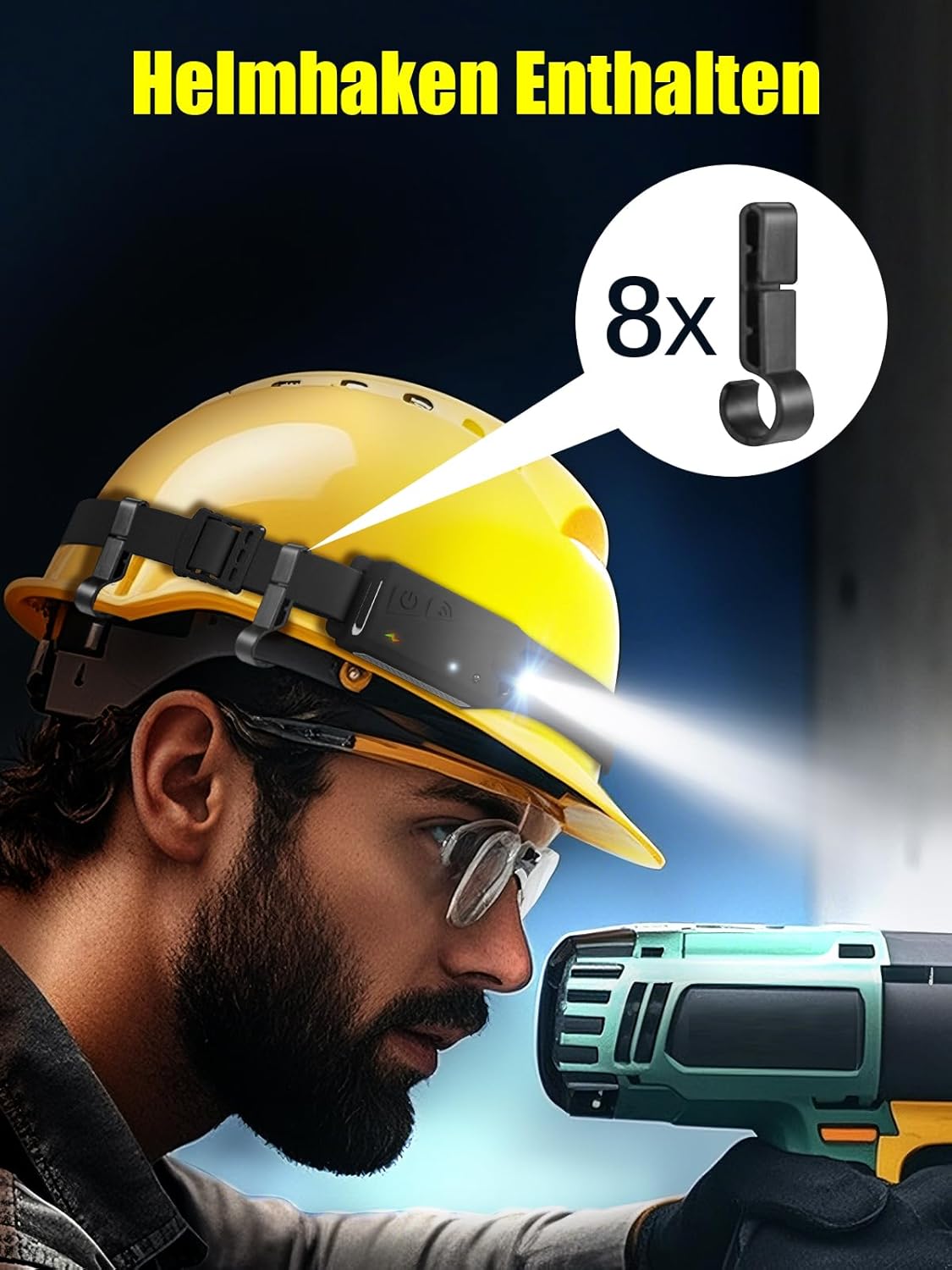 UNBON Stirnlampe LED wiederaufladbar, LED-Stirnlampe wiederaufladbar, USB C, extrem hell mit 5 Lichtmodi, 230-Grad-Bewegungssensor, IPX4 wasserdicht, leichte Stirnlampe für Wandern, Joggen, Laufen, Angeln – Bild 8