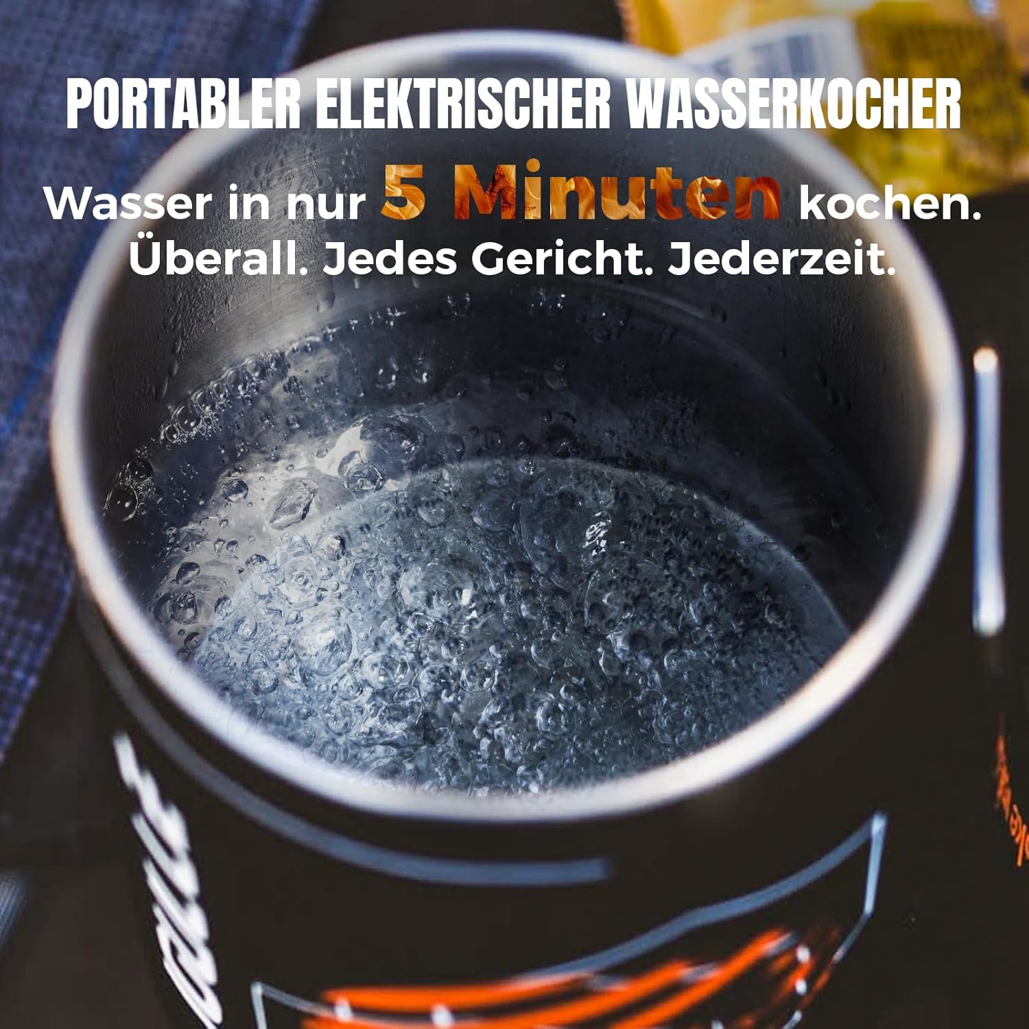 STOKE VOLTAICS Wasserkocher, tragbarer Wasserkocher für Kaffee und Tee, Mini-Teekessel aus Edelstahl 304, 240 V, schnell kochendes Wasser mit automatischer Abschaltung, Camping- und Reiseutensilien – Bild 2