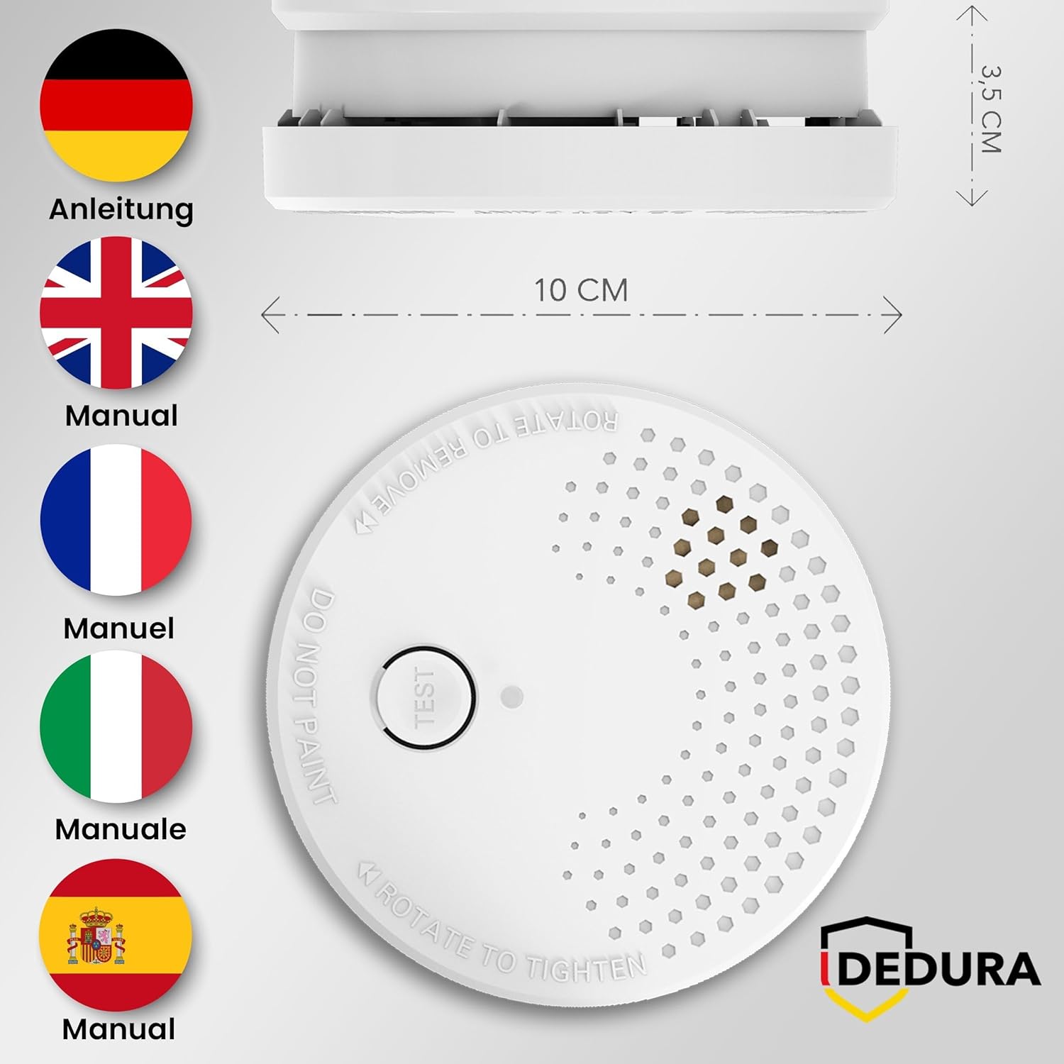 Rauchmelder 12er Set mit 10 Jahren Garantie, BSI zertifiziert nach DIN EN14604, inklusive 9V Batterie, Rauchmelder, Feuermelder – Bild 6