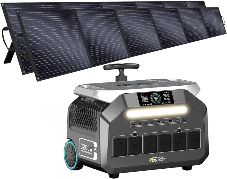 IEE 3200 W Solargenerator P3200 mit 2 x 500 W Solarpanel, 2048 Wh tragbares Kraftwerk, LiFePO4-Akku, 0–80 % in 45 Min. Laden, App, 16 Anschlüsse, tragbares Kraftwerk für Camping/Wohnmobile/Notstrom