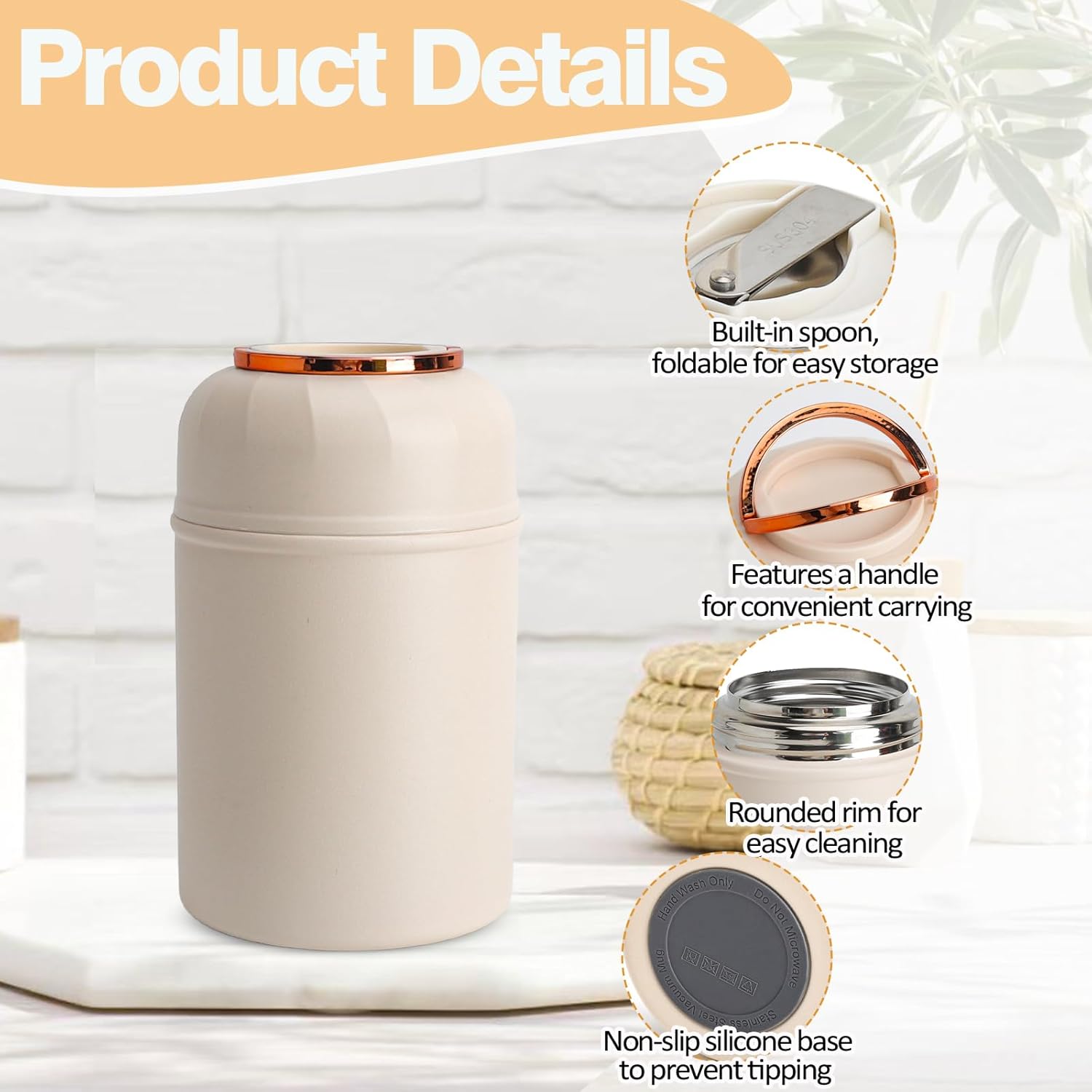 500 ml Thermobehälter für Lebensmittel mit Löffel, Edelstahl Thermobecher Suppe, auslaufsicherer Warmhaltebehälter Lebensmittel, Thermobehälter Suppe Warmhaltebox Lunchbox Thermal für Büro, Arbeit To Go, Camping – Bild 4