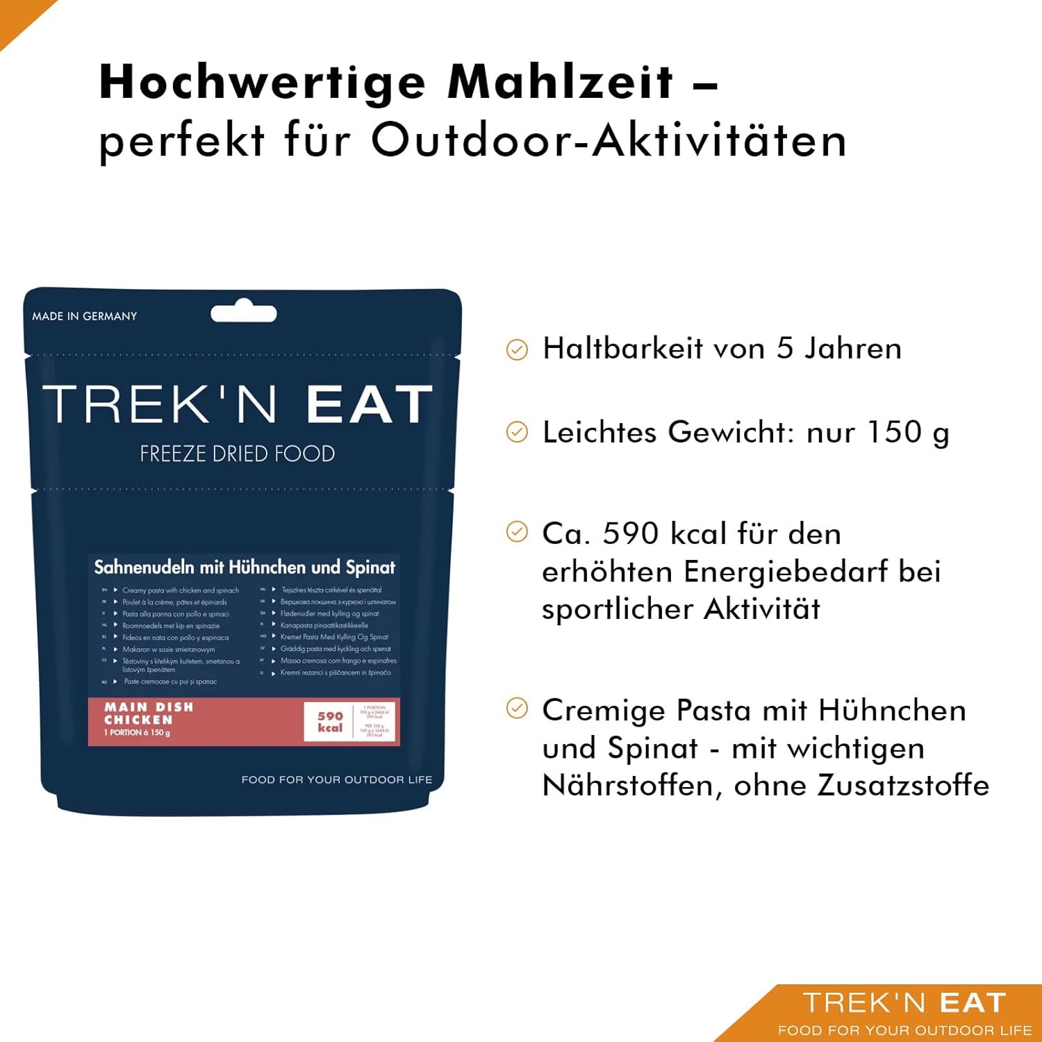 Trek'n Eat Hühnchen in cremiger Pasta mit Spinat – Bild 4