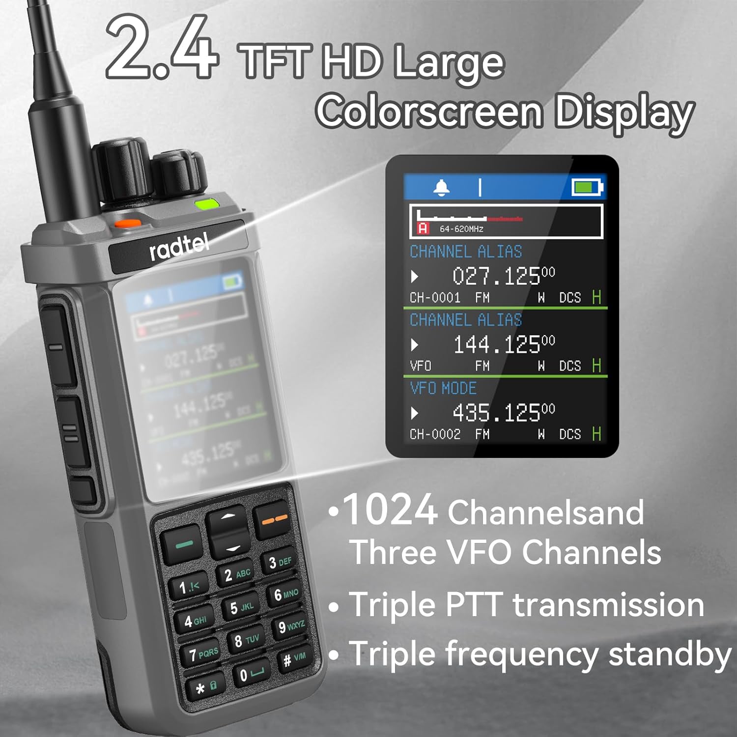 Radtel RT-880G GPS APRS Radio Amateur 10 W Talkie Walkie Radio CB tragbar 1024 Kanäle HF SSB Rx mit Gehäuse und Band Croisée, 2,4 Pouces mit 2,4 Pouleur, wiederaufladbarer Akku 2400 mAh – Bild 5
