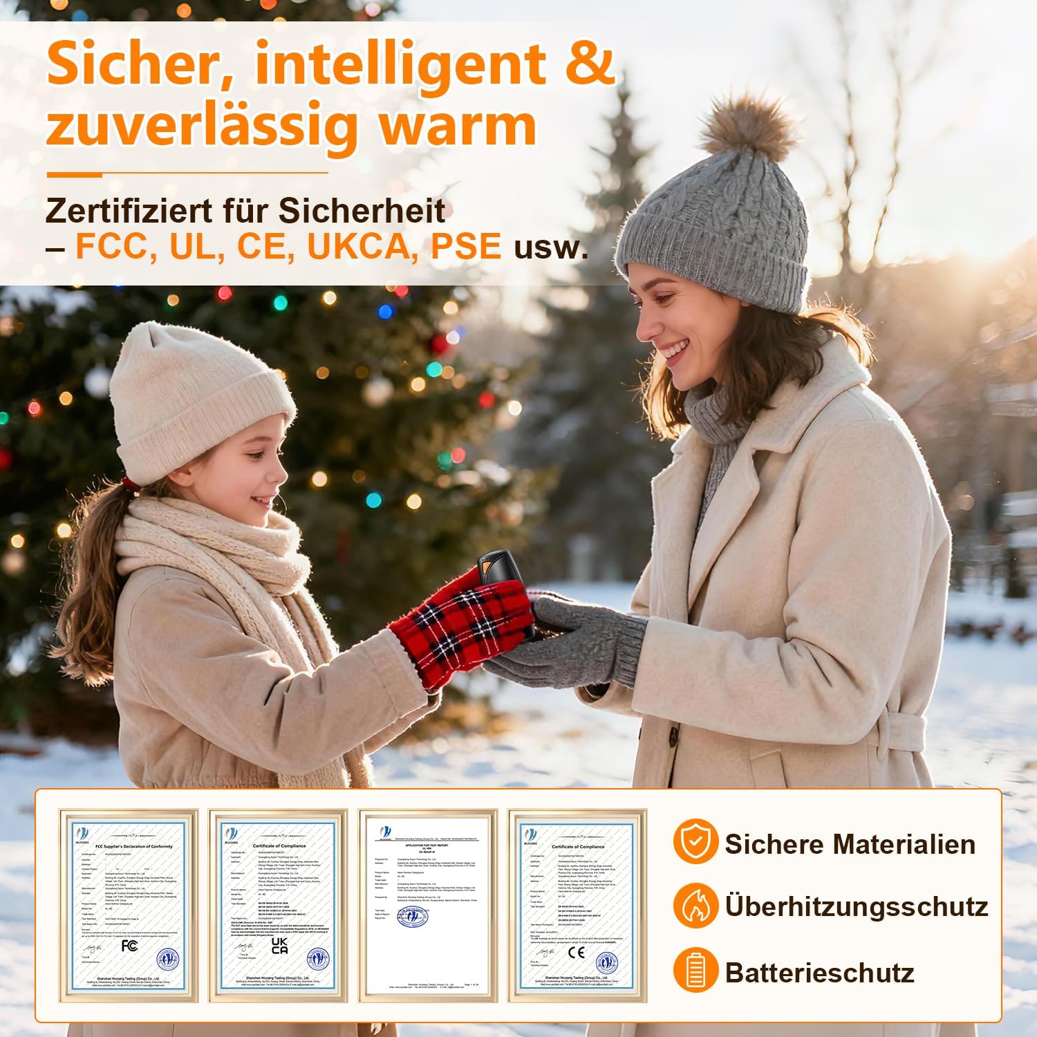 Lepwings Handwärmer Elektrisch 2er-Pack mit Ladecase, 14.000 mAh, Wiederverwendbarer Taschenwärmer, Beidseitige Heizfunktion, 3 Heizmodi, USB-Aufladbar, Ideal für Outdoor im Winter – Bild 7