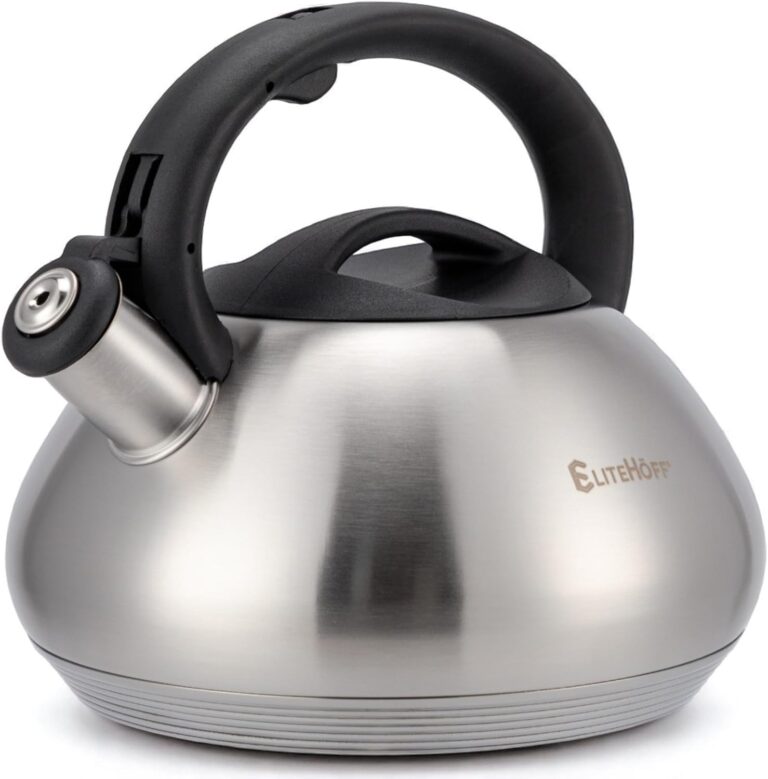 EliteHoff Induktions-Wasserkocher – 3 l – Teekessel aus Edelstahl mit automatischer Pfeife, Silber, Wasserkocher für Induktionsherde, Pfeifkessel für alle Herdarten (matt, E-5114)