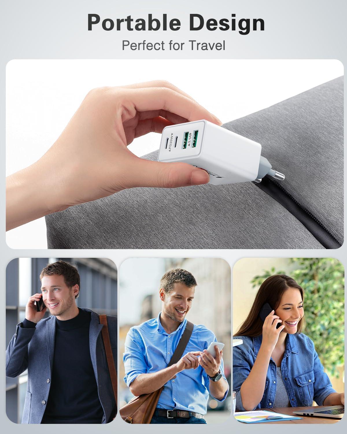 USB C Ladegerät, 40W 4 Ports Schnellladegerät, Mehrfachstecker mit Netzadapter, Schnellladegerät Netzteil für iPhone 17 16 15 14 13 12 11 Pro Max, iPad, Samsung, Mobiltelefone – Bild 6