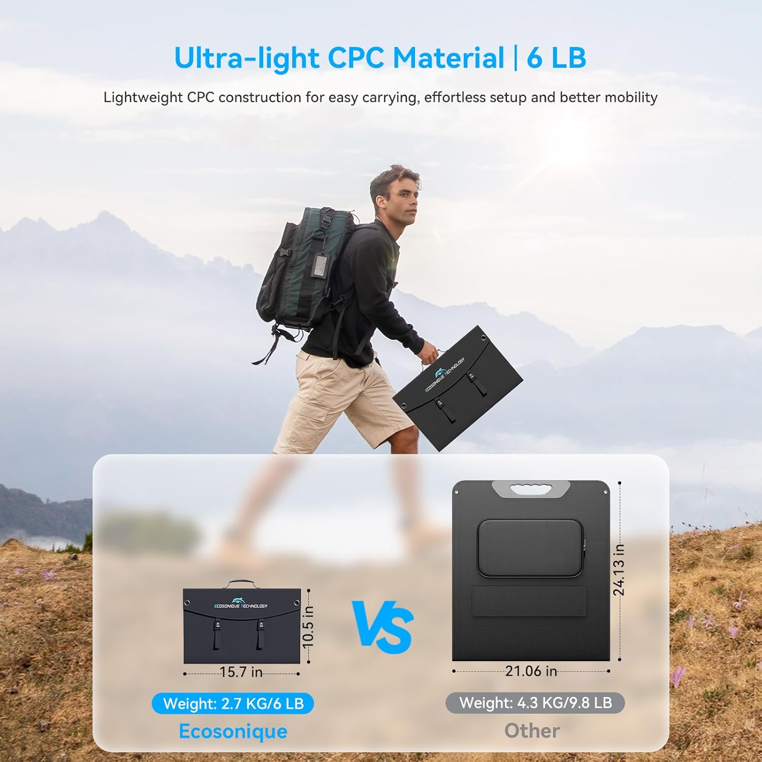 Solarpanel faltbar 100 W Schnellladung mit USB-A QC3.0 USB-C PD3.0 DC 20 V | Solarmodul 100W Tragbares Leichtgewicht mit Kickstand Camping kompatibel Power Station Solargeneratoren Handys Power Bank – Bild 2