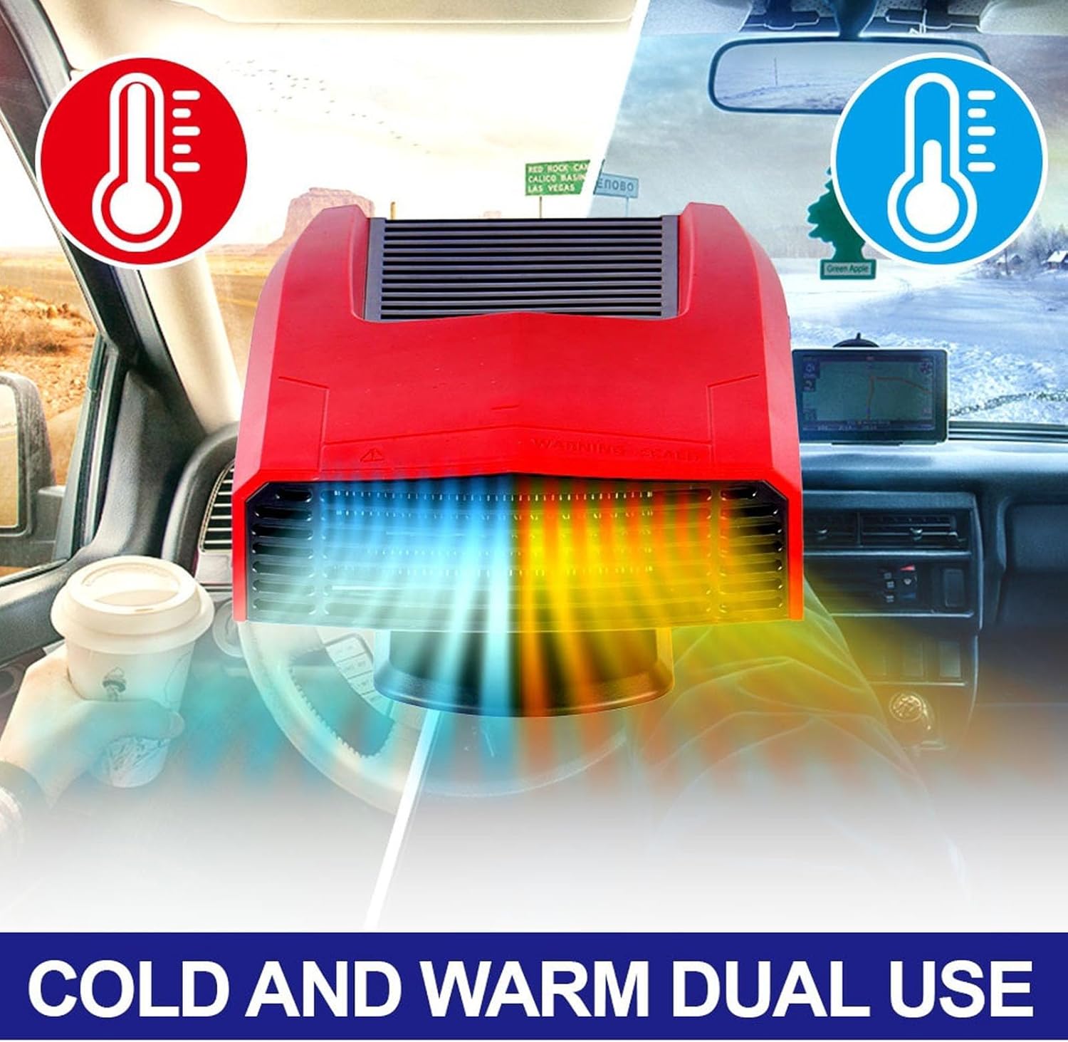 Fockety Batteriebetriebene Heizung, tragbare leise Heizung für kleine Räume mit Licht, USB-Anschluss und Thermostat, wiederaufladbarer Autofenster-Entfroster für Autos, Büro – Bild 3