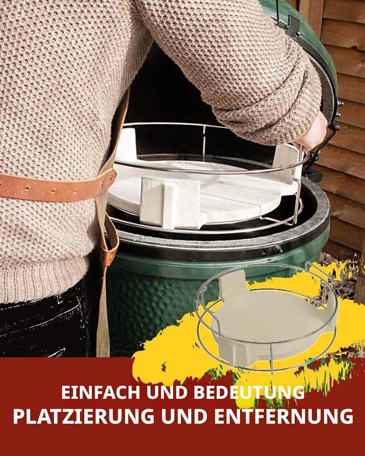 5-teiliges EggSpander-Set aus Edelstahl für Big Green Egg Large, stapelbare Grillroste auf 3 Ebenen + Conveggtor-Korb + 2 halbmondförmige Roste, über 40 Grillmodi und kreatives Kochen, langlebig, verformungsfrei – Bild 6