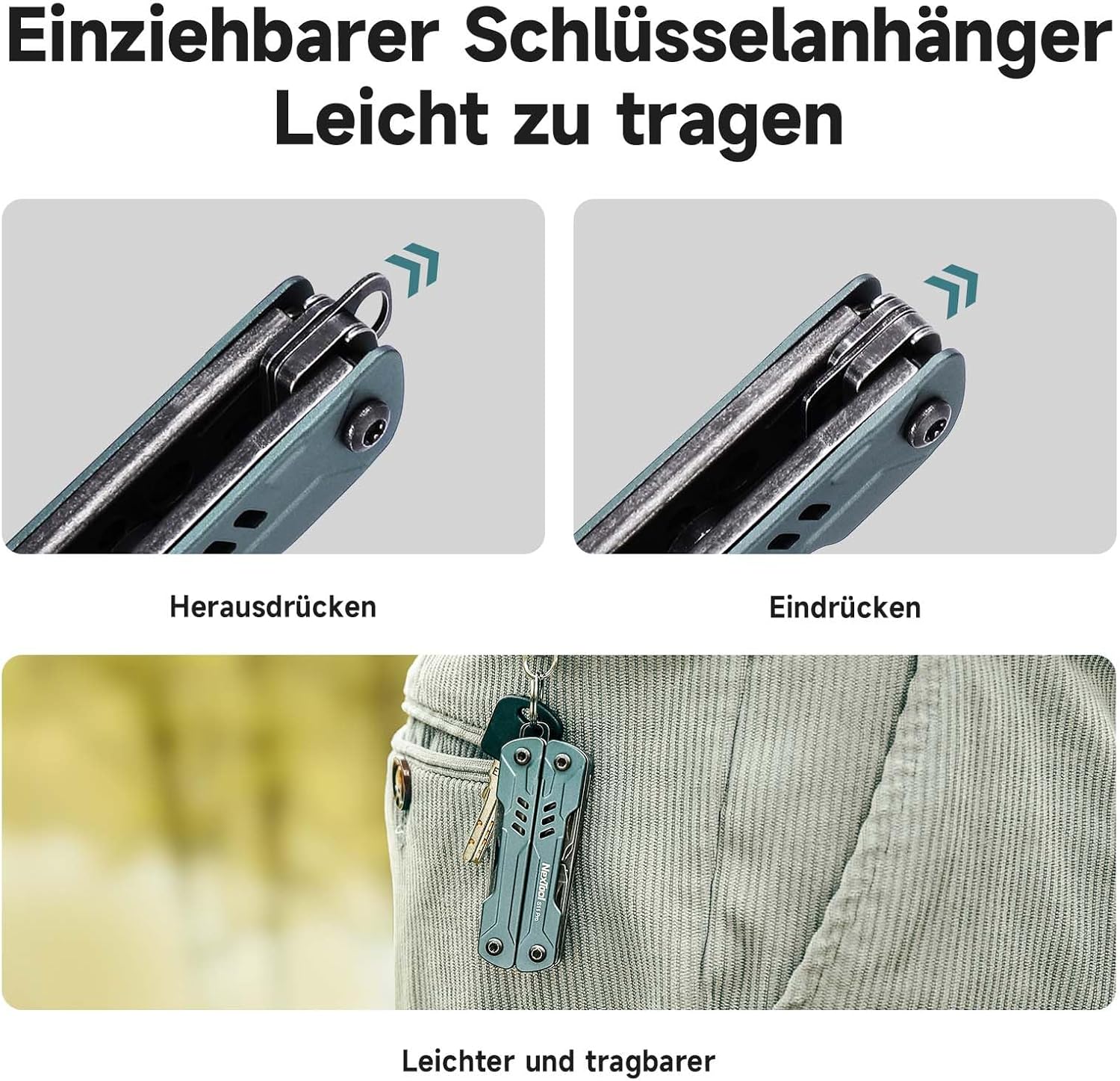 NexTool Multitool Mini Sailor S11 Pro, 12-in-1-Multitool, kompaktes EDC-Werkzeug mit verbesserten Materialien aus Edelstahl, Camping und Wandern für Heimwerker, Outdoor und Alltag, Geschenk für Männer, Handwerker und Abenteurer – Bild 6