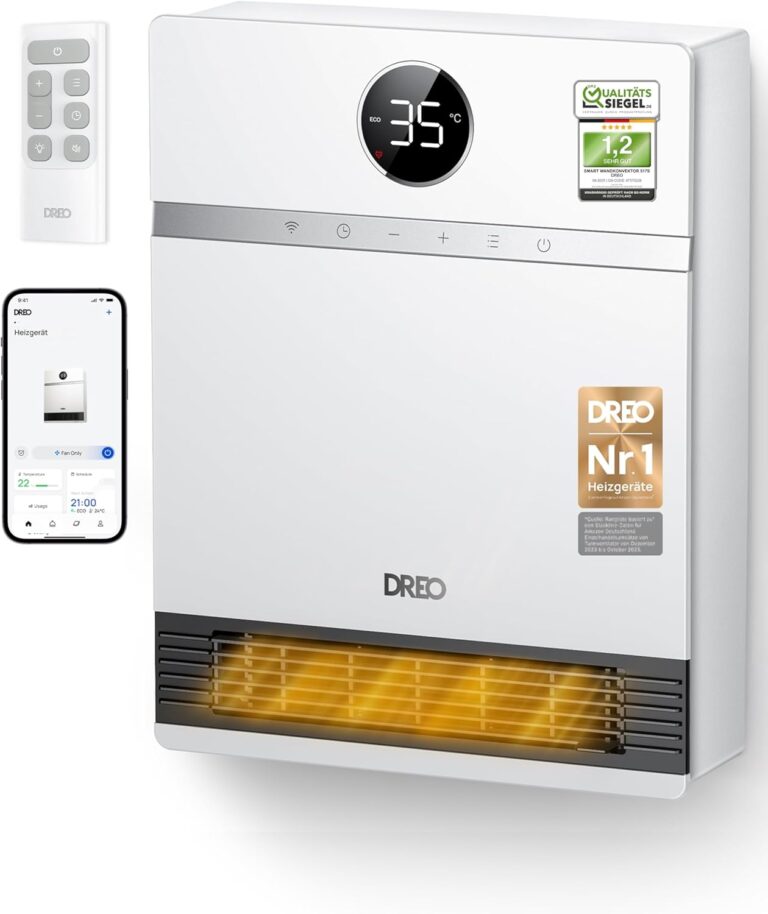 Dreo Smart Wandkonvektor, 30°-Lüfterausgang, 2000 W, einstellbarer Thermostat, Fernbedienung, Wochentimer, einfach zu montierende Heizung für den Innenbereich, kompatibel mit Alexa