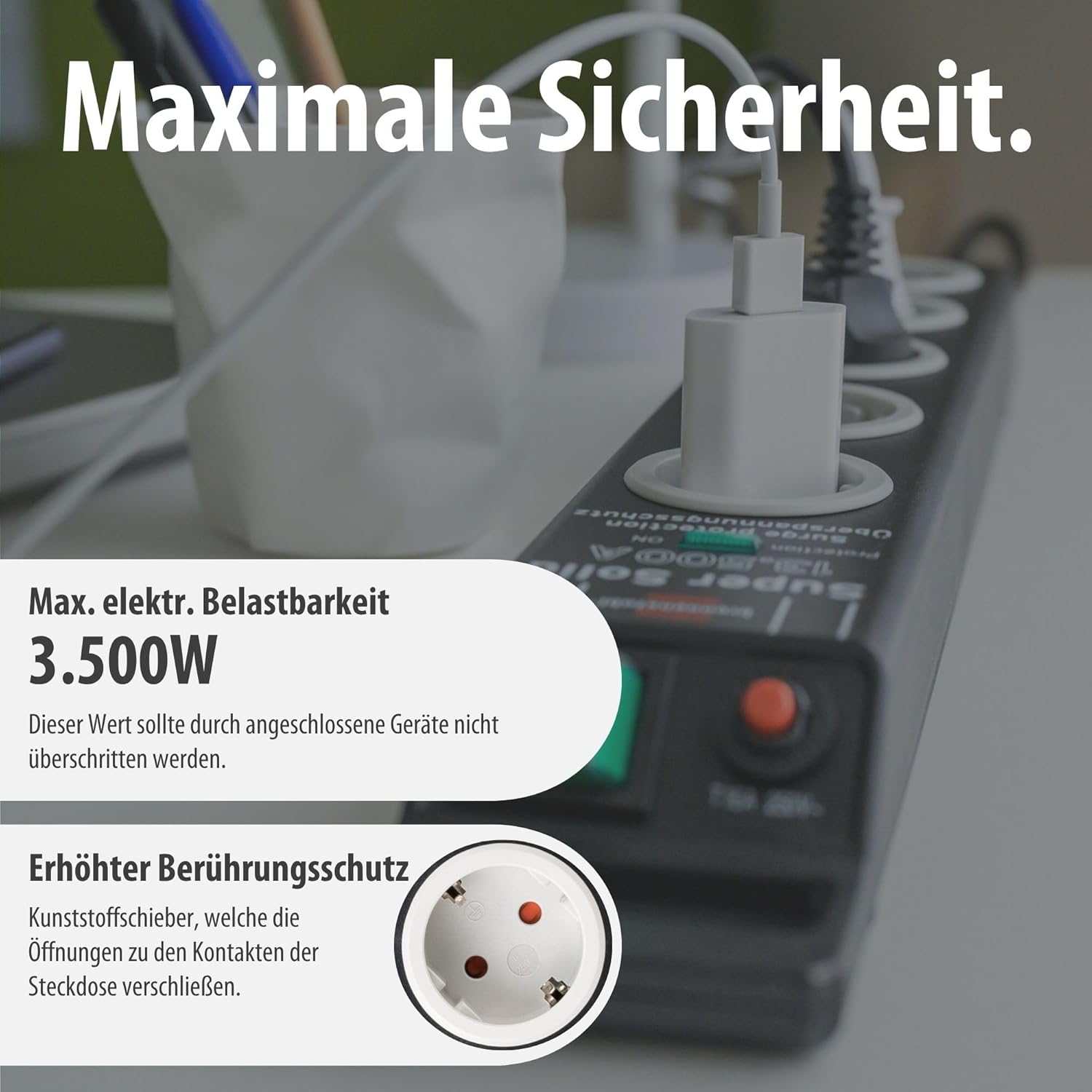 Brennenstuhl Super-Solid Steckdosenleiste, 1153380315 | 2,5 m Kabel und Schalter – aus bruchsicherem Polycarbonat, schwarz/grau – Bild 5