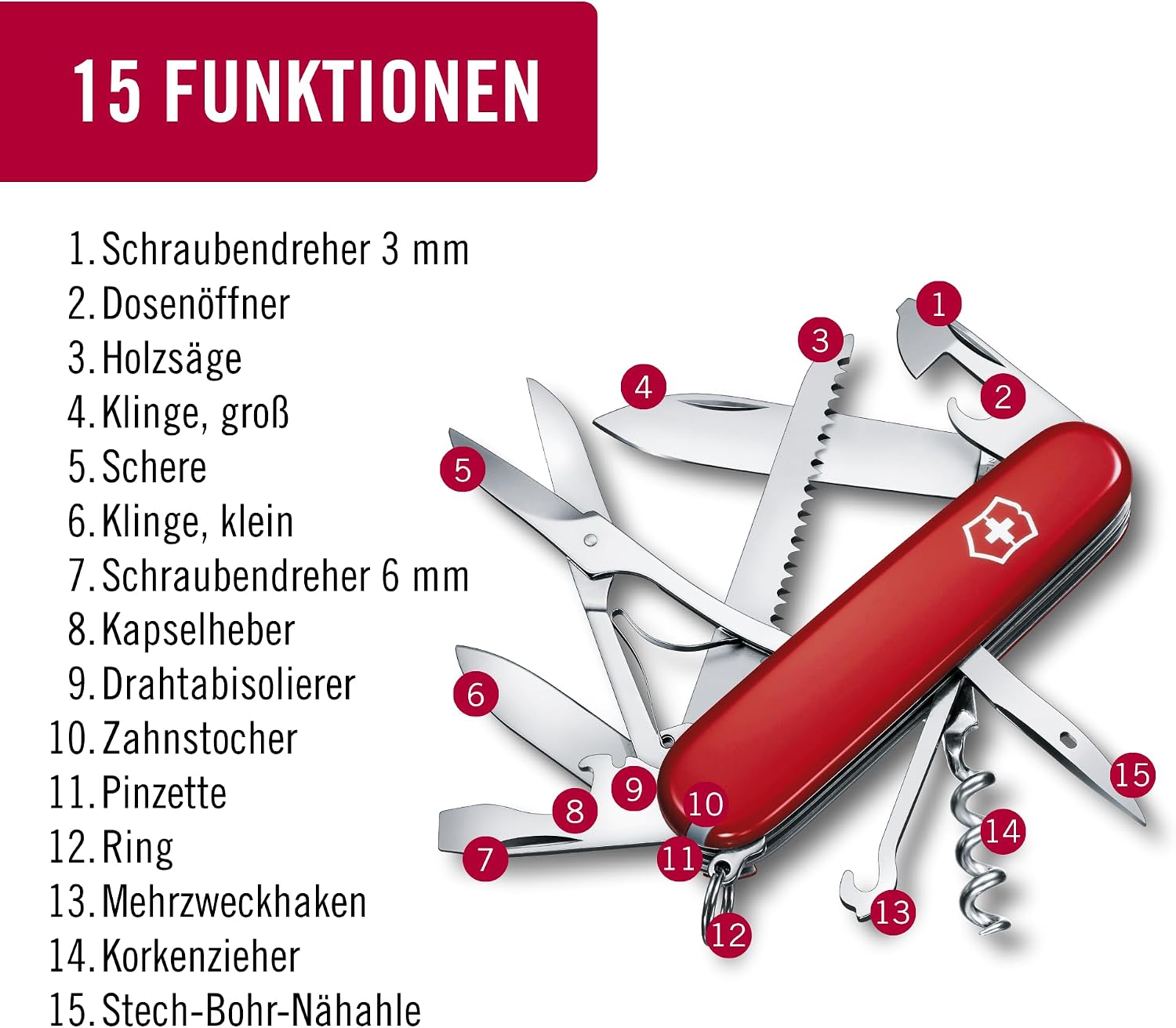 Victorinox Taschenmesser Huntsman, rot – Bild 4