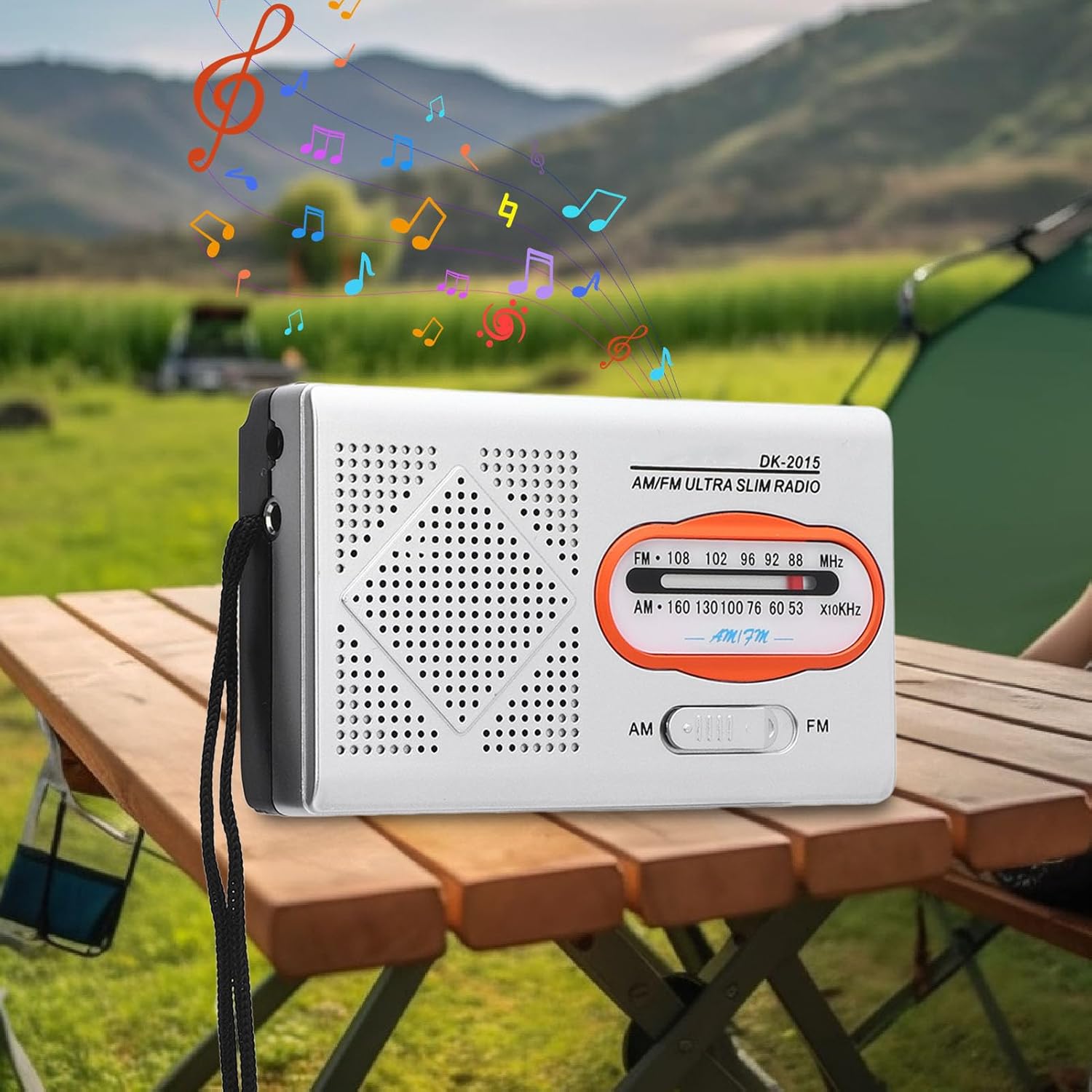 Tragbares Radio, DK-2015 AM FM batteriebetriebene Radios mit Lautsprecher, Stereo-Sound-Taschenradio für Zuhause, Outdoor, Reisen – Bild 7