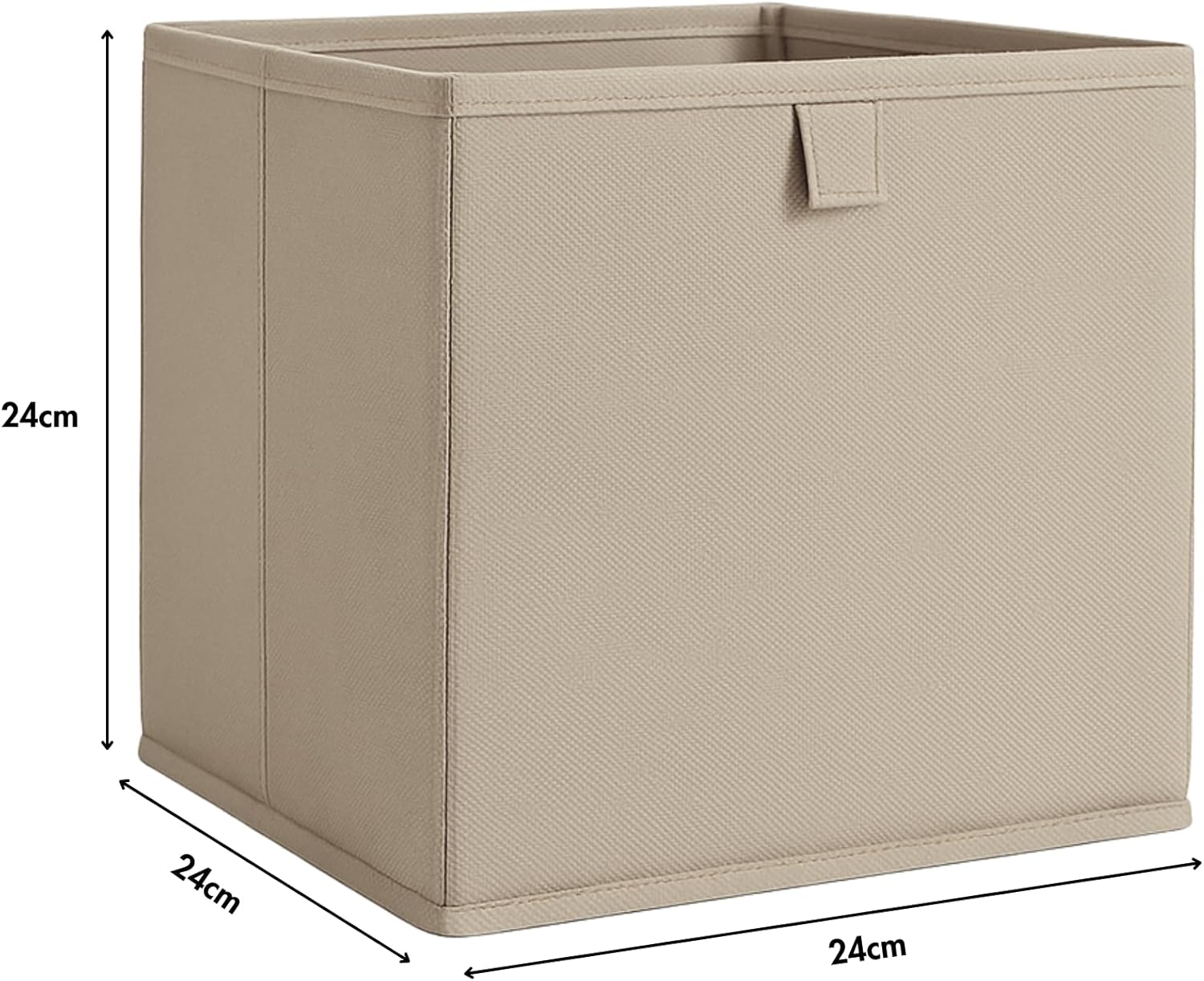 Set mit 3 Aufbewahrungsboxen für Billy-Regale in Beige – 24 x 24 x 24 cm, faltbar mit Stoffschlaufe für Bücherregal, stabile Stoffbox für Organisation – Bild 2