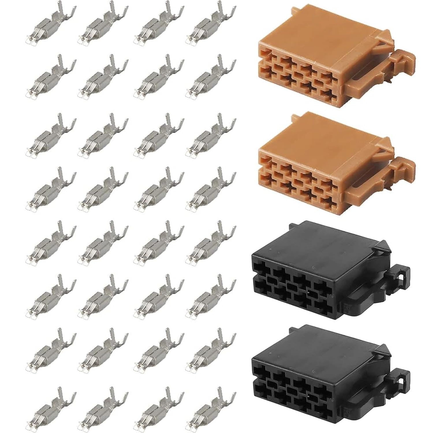 4 Stück 8-poliger Steckverbinder aus Kunststoff, brauner und schwarzer Steckverbinder, Kabelbaum-Adapter, Universalstecker für Autoradio-Sound-Lautsprecher, Crimp-Lautsprecher