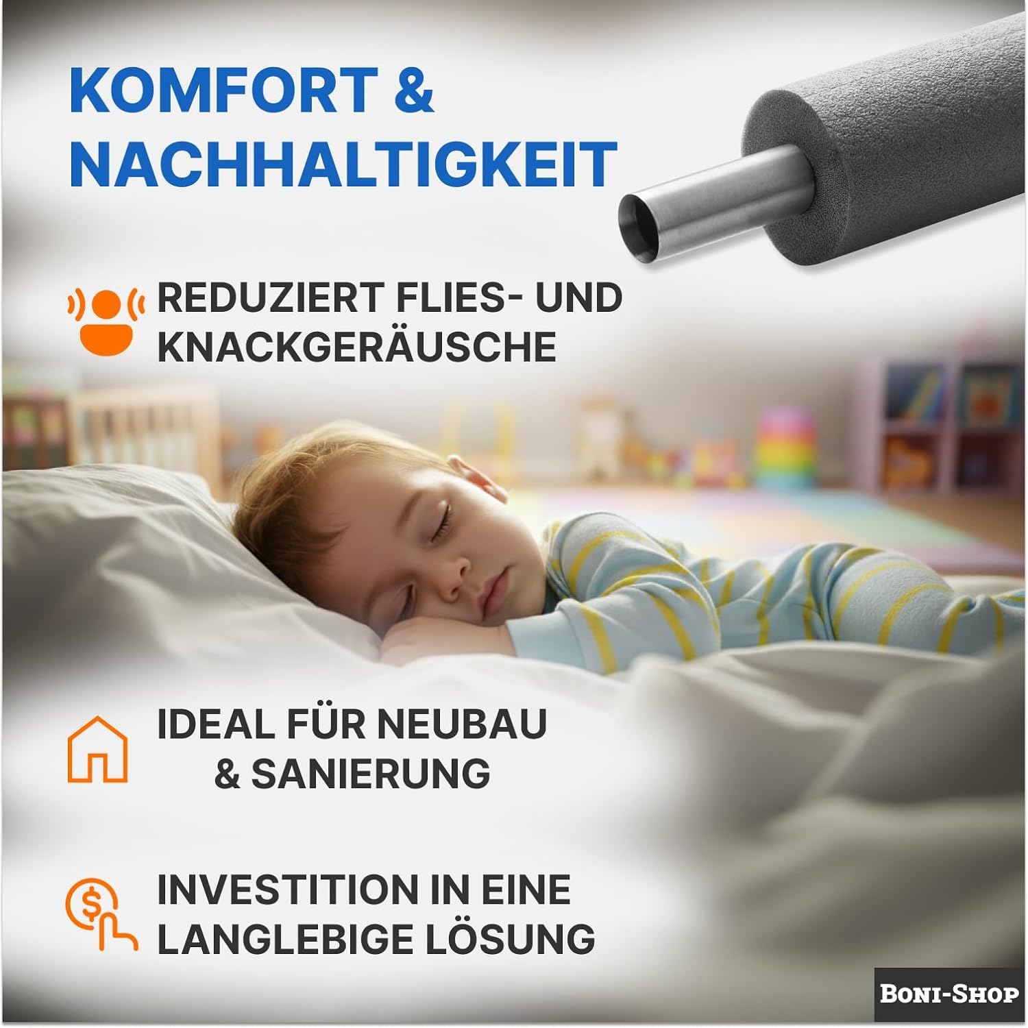 2 m Rohrisolierung, 13 mm Isolierung für Durchmesser 12 – 60 mm, selbstklebend – Bild 9