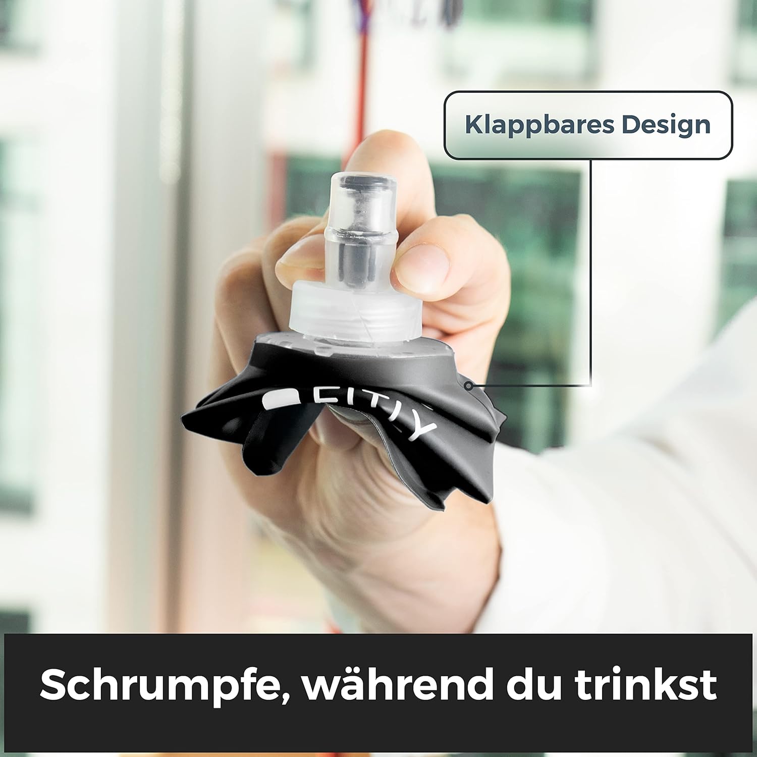FITLY faltbare Wasserflasche – ideal zum Laufen, Wandern, Radfahren – Laufwasserflasche für Outdoor-Sportarten – Sportflasche zum Wandern – Wasserflasche für Trinkrucksack – Bild 4