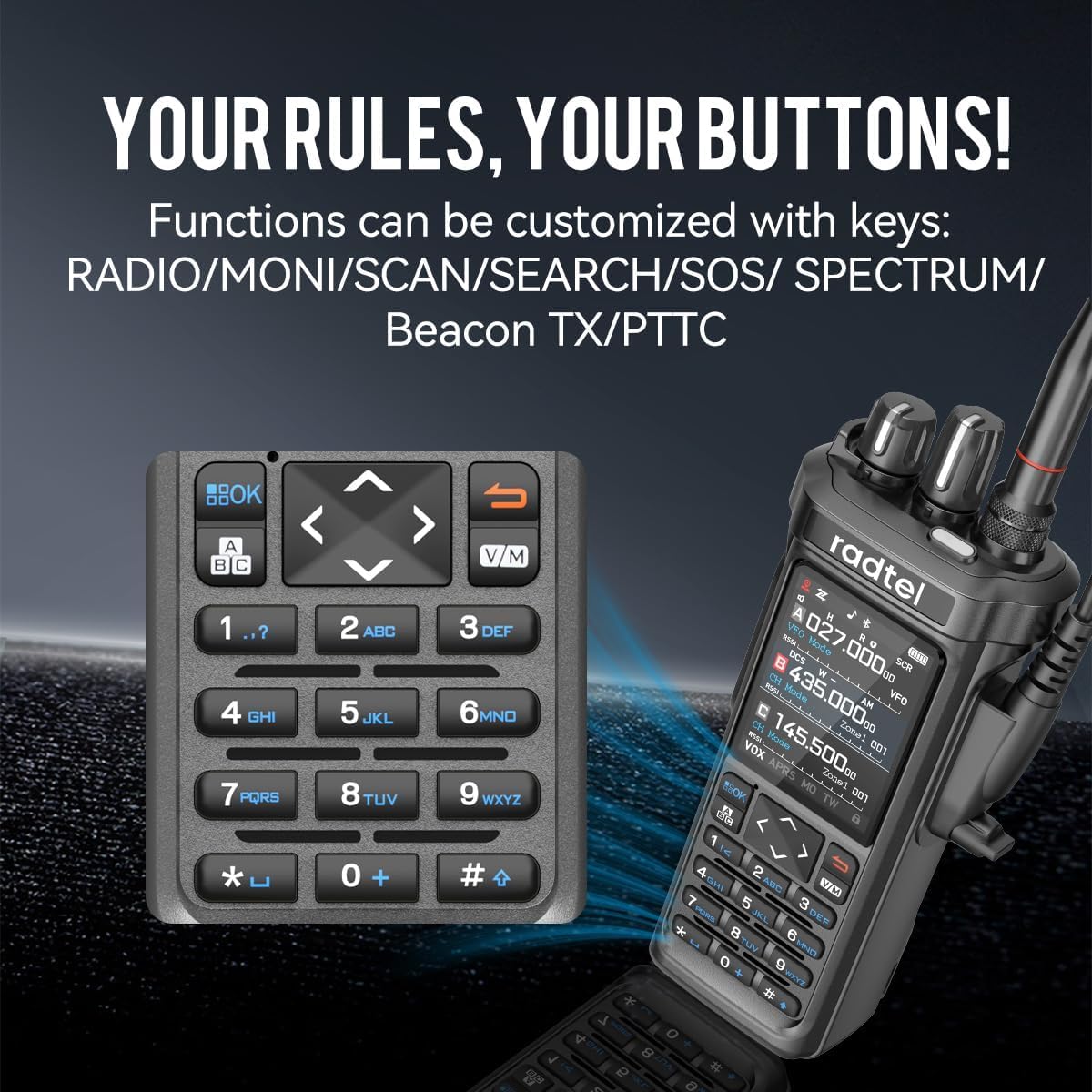 Radtel RT-950 PRO Amateurfunk, GPS/APRS, 10 W Walkie Talkie, Handfunkgerät mit großer Reichweite, AM/FM/CB/SW/MW/LW RX, Bluetooth-App-Programmierung, NOAA, Spektrumanalysator (mit Prog – Bild 5