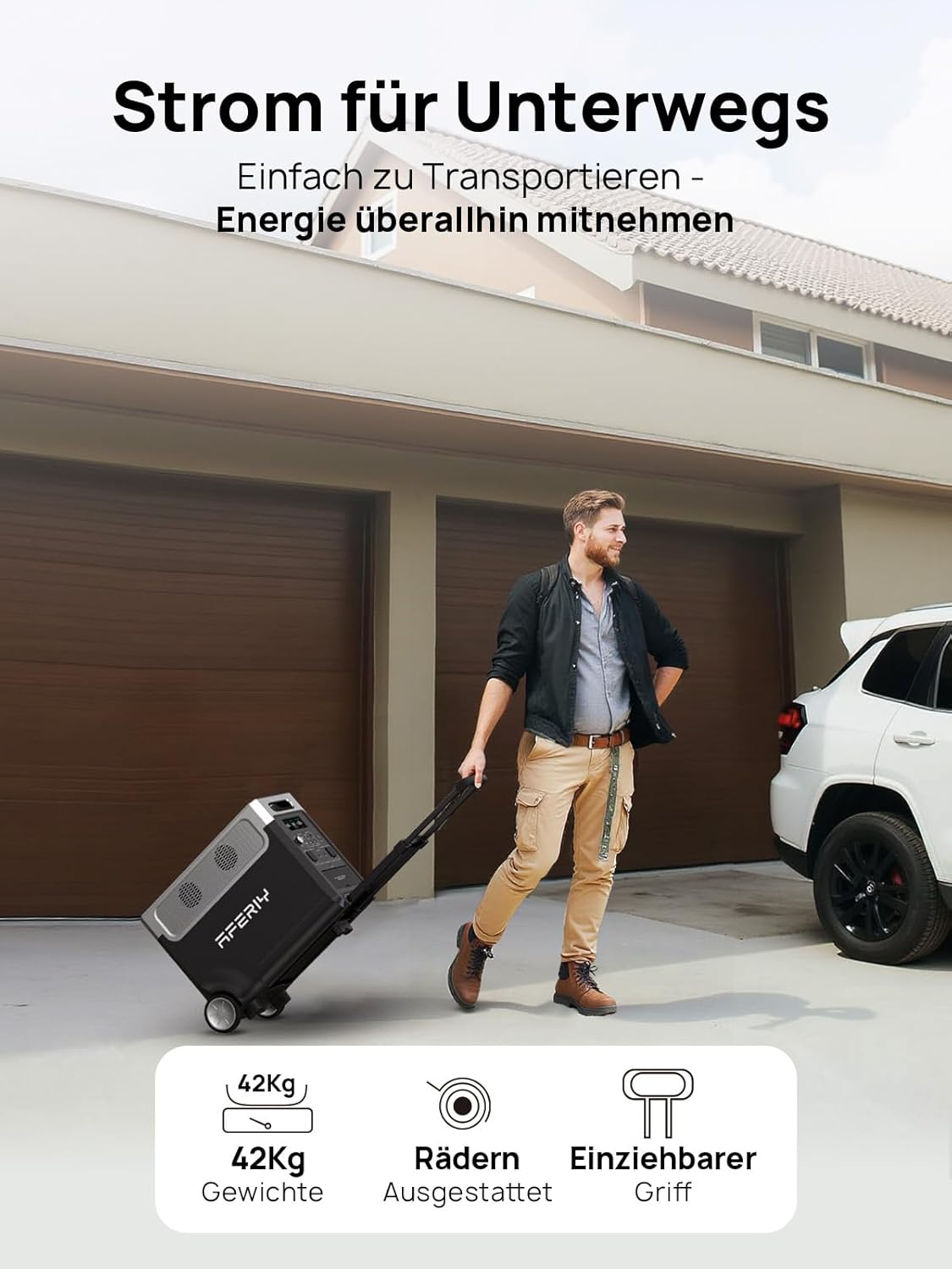 AFERIY 3600 W tragbares Kraftwerk 3840 Wh, erweiterbar auf 10520 Wh LiFePO4-Solargenerator & 1,5 Stunden Schnellladung, 13 Ausgänge, – Bild 8