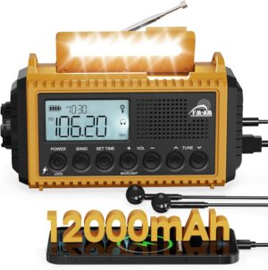Kurbelradio, 12000 mAh Notfallradio...