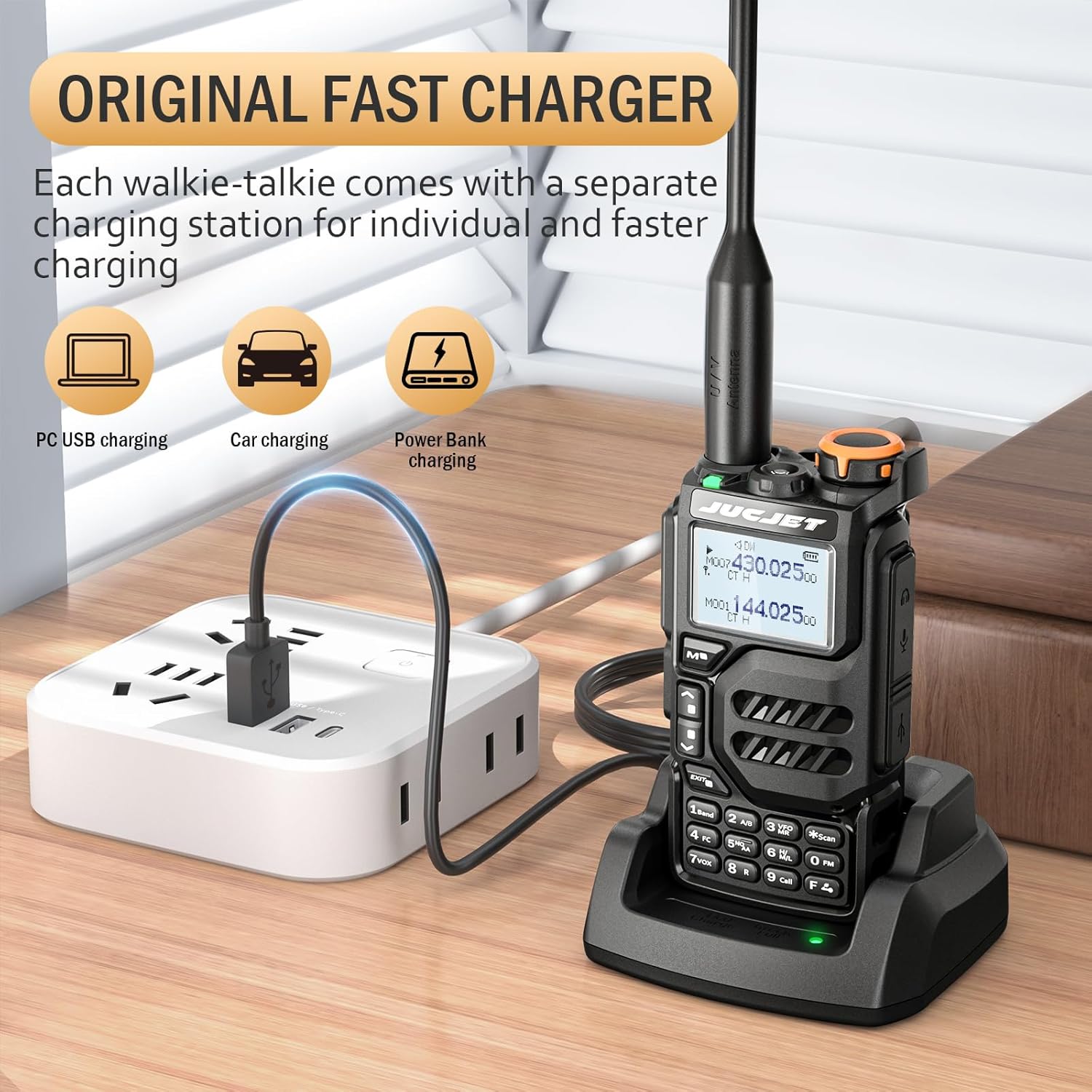 UV-K5 Tragbare Walkie-Talkies, Zwei-Wege-Radio mit Original-Ohrhörern und USB-Ladestation, 200 Kanäle Hochleistungs-Walkie-Talkie für Abenteuer, Outdoor, Camping, (Schwarz, 2 Stück) – Bild 4