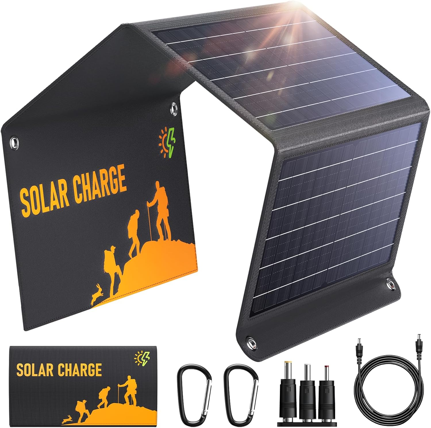Solarpanel faltbar, 30 W tragbares Solarladegerät USB-C/USB/DC QC3.0 schnelle Ausgabe für Handy-Kraftwerk, 24 % hohe Umwandlungseffizienz IPX4 wasserdicht für Camping-Aktivitäten im Freien