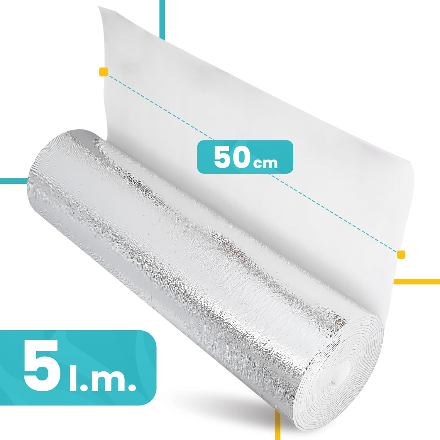 Heizkörper-Reflexfolie, Heizungs-Isolierfolie, 3 x 0,5 x 5 m, Isoliermatte, Thermofolie, Isolierfolie, Wärmereflektor, Wanddämmung, Böden, Dachböden, Garage, Fenster, Kälteschutz, Schuppen, Hütte, Zwinger, Wohnmobil – Bild 3
