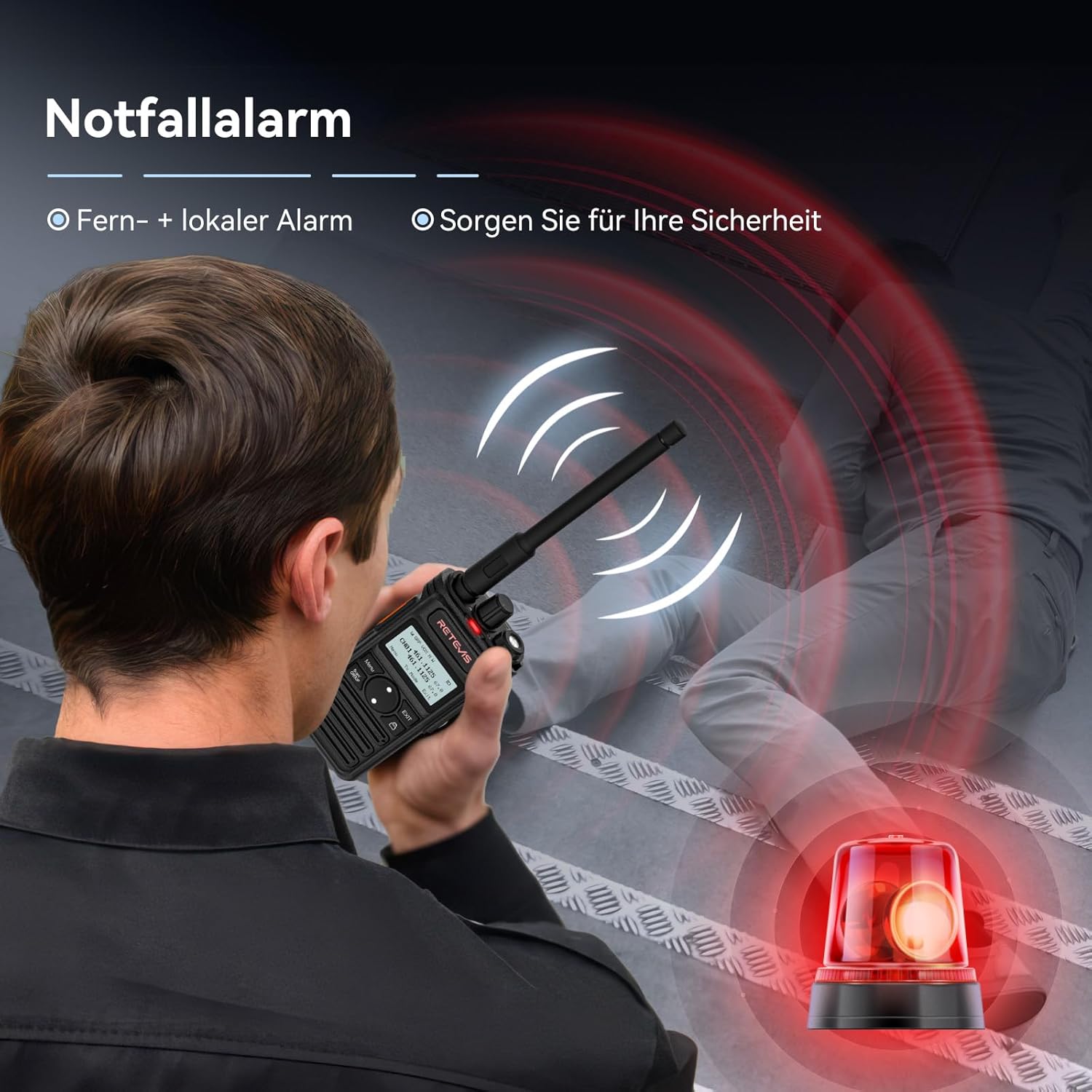 Retevis RT86S Walkie Talkies mit großer Reichweite, professionelle Funkgeräte der nächsten Generation RT86, Typ C, LCD, Gruppenruf, 2600 mAh, Handfunkgeräte für Logistik, Schulen (Schwarz, 2 Stück) – Bild 3