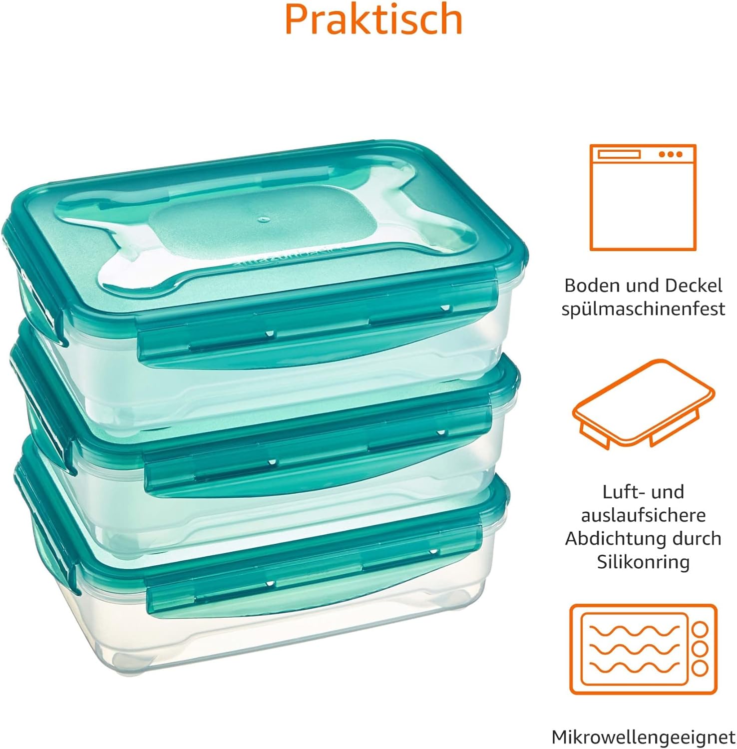 AmazonBasics – Frischhaltedosen-Set, luftdicht, 3-teiliges Set (3 x 1,2 l) – Bild 5