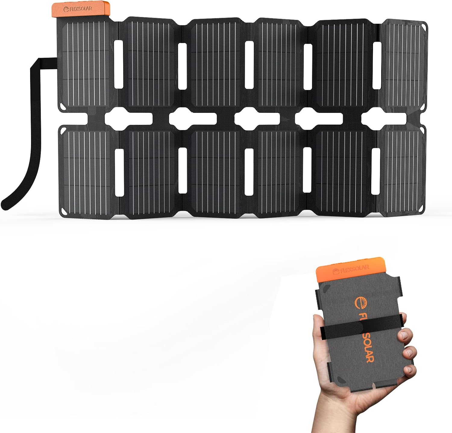 Flexsolar 36W Mini faltbares Solarladegerät, wasserdichtes E-Film-Solarpanel tragbar mit USB-A/USB-C/DC-Anschlüssen für Kraftwerke, Smartphones, Tablets, Powerbanks, Outdoor, Camping, Notfall