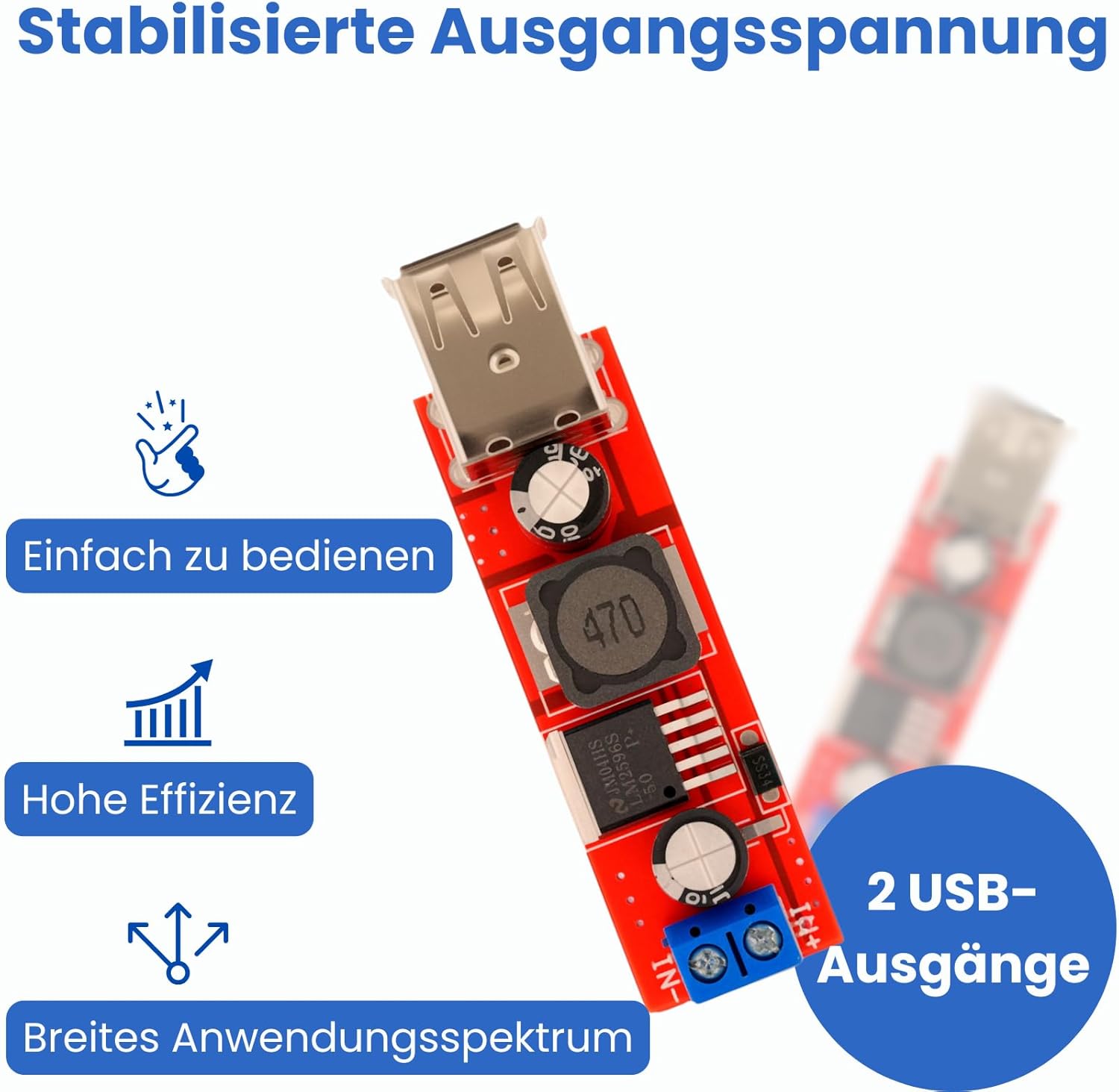 Doppelter USB-DC-DC-Abwärtswandler, 6 V–40 V auf 5 V, 3 A, Buck-Spannungswandler, Ladestromversorgungsmodul (3 Stück) – Bild 4