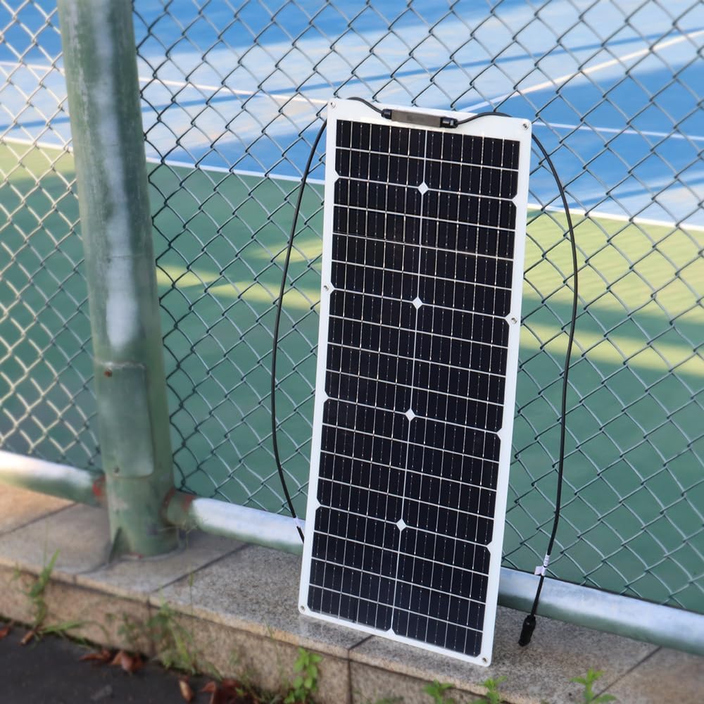 50W Solarpanel Flexibles 12V Monokristallines Solarpanel, flexible Solarmodule mit Kabel für Wohnmobil, Wohnwagen, Auto, Dach, Boot, 12V-Batterien – Bild 3