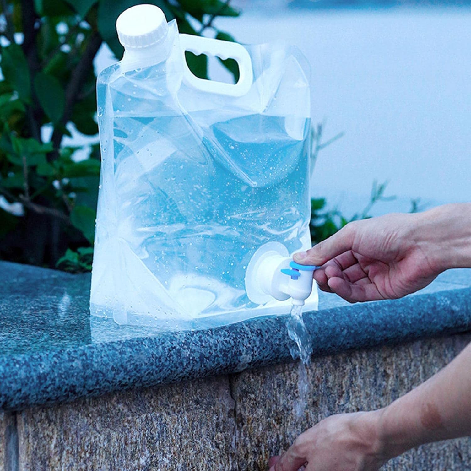 5/10 Liter faltbarer Wasserkanister, Wasserbeutel, BPA-frei, tragbarer Wasserbehälter, faltbarer Faltkanister mit Tragegriff für Outdoor, Camping und Reisen, wiederverwendbarer Wassertank für Wanderpicknick – Bild 4
