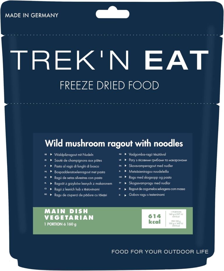 Trek'n Eat Waldpilzragout mit Nudeln – Outdoor-Fertiggericht (vegetarisch) | Gefriergetrocknete Trekkingnahrung mit hohem Energiegehalt – Ideal für Camping, Wandern & Expeditionen
