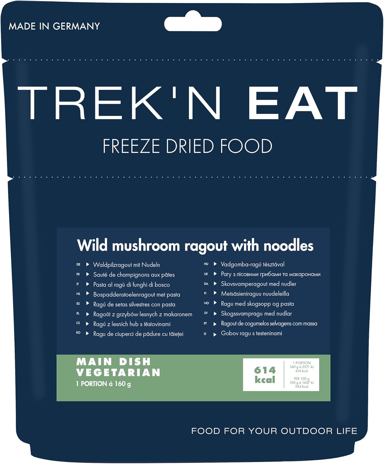 Trek'n Eat Waldpilzragout mit Nudeln – Outdoor-Fertiggericht (vegetarisch) | Gefriergetrocknete Trekkingnahrung mit hohem Energiegehalt – Ideal für Camping, Wandern & Expeditionen