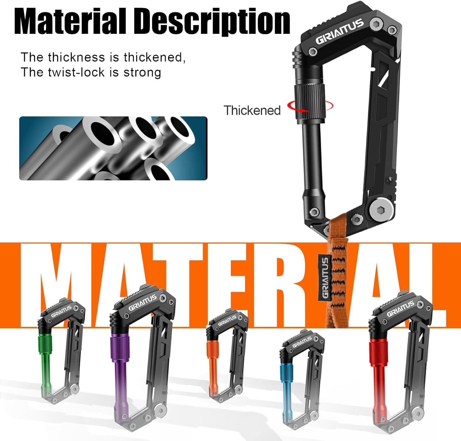 8en1 Karabiner-Multitool mit Taschenmesser, Säge, Seilschneider, Schraubendreher, Dosen, Flaschenöffner, Lineal, Klappmesser, Geschenke für Männer, Camping-Zubehör, Wandern (schwarz) – Bild 7